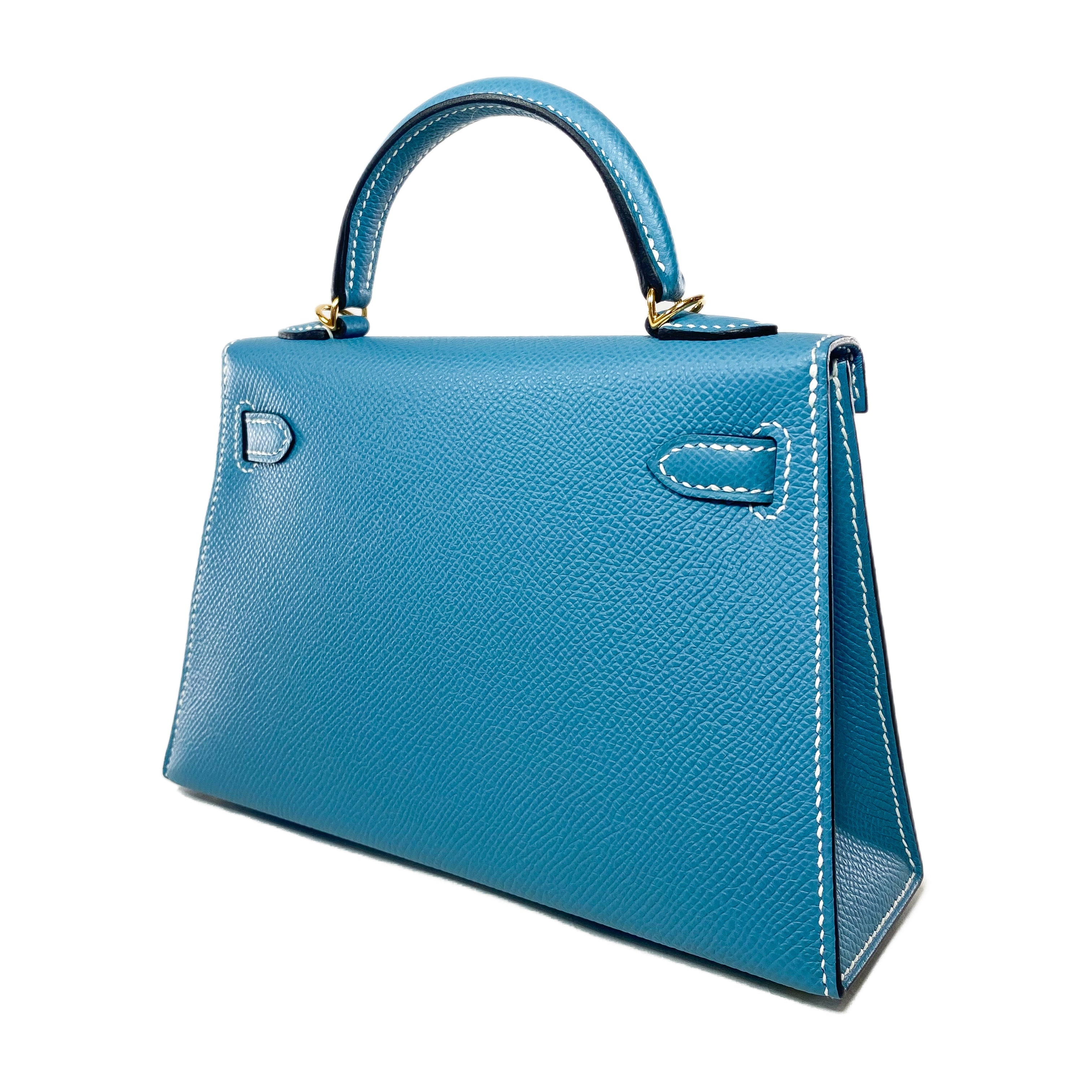 Hermes Mini Kelly 20 Blue Jean Epsom Gold Hardware