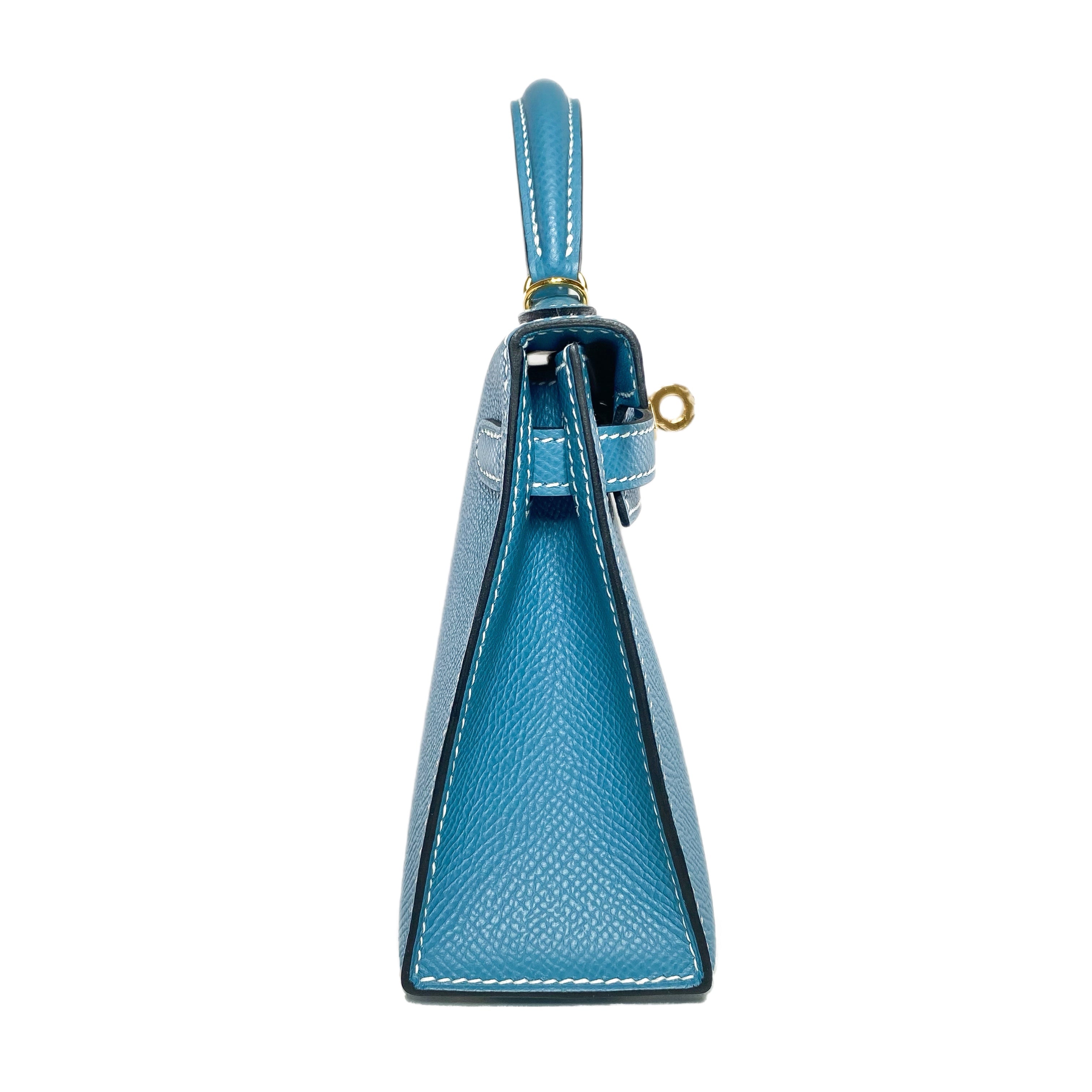 Hermes Mini Kelly 20 Blue Jean Epsom Gold Hardware