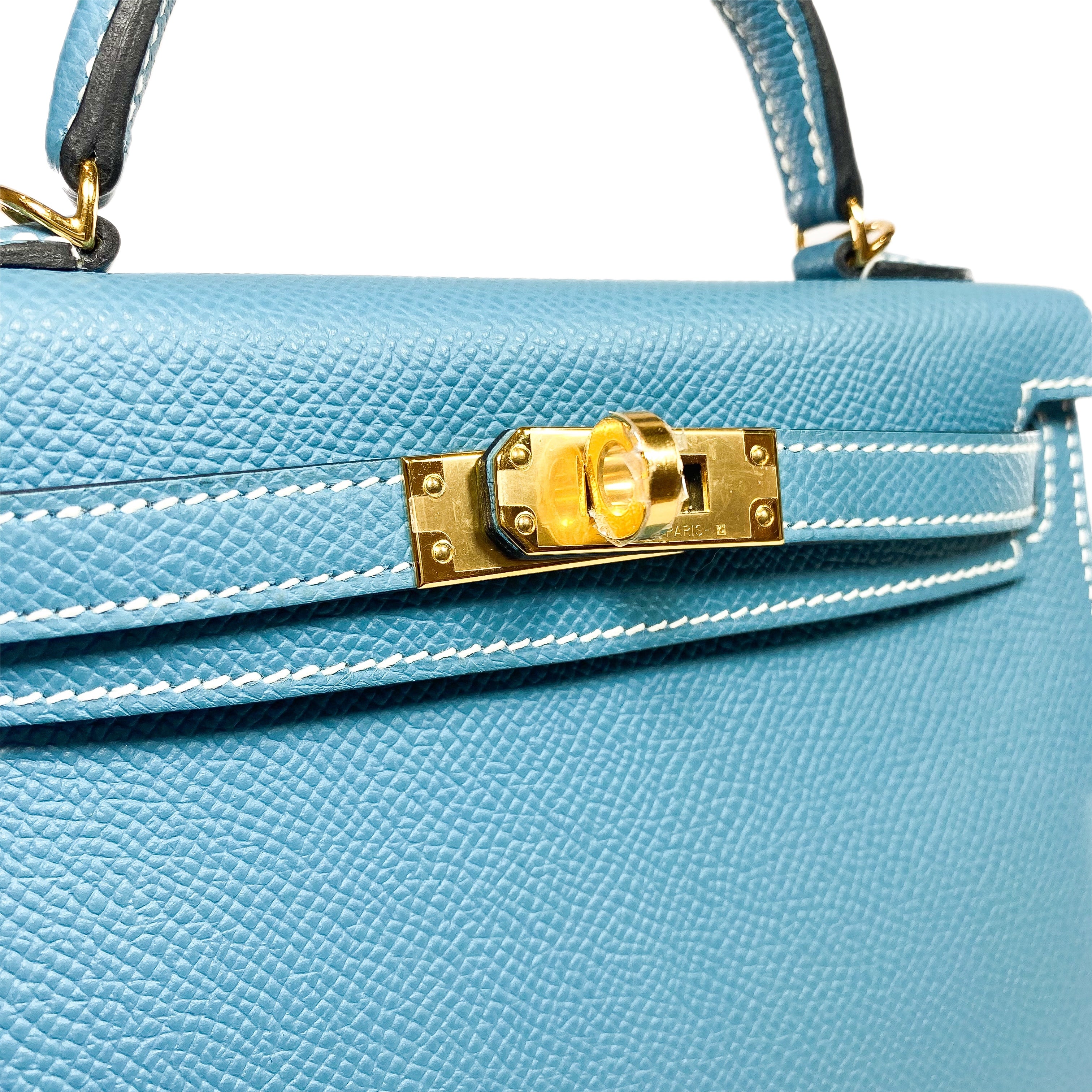 Hermes Mini Kelly 20 Blue Jean Epsom Gold Hardware