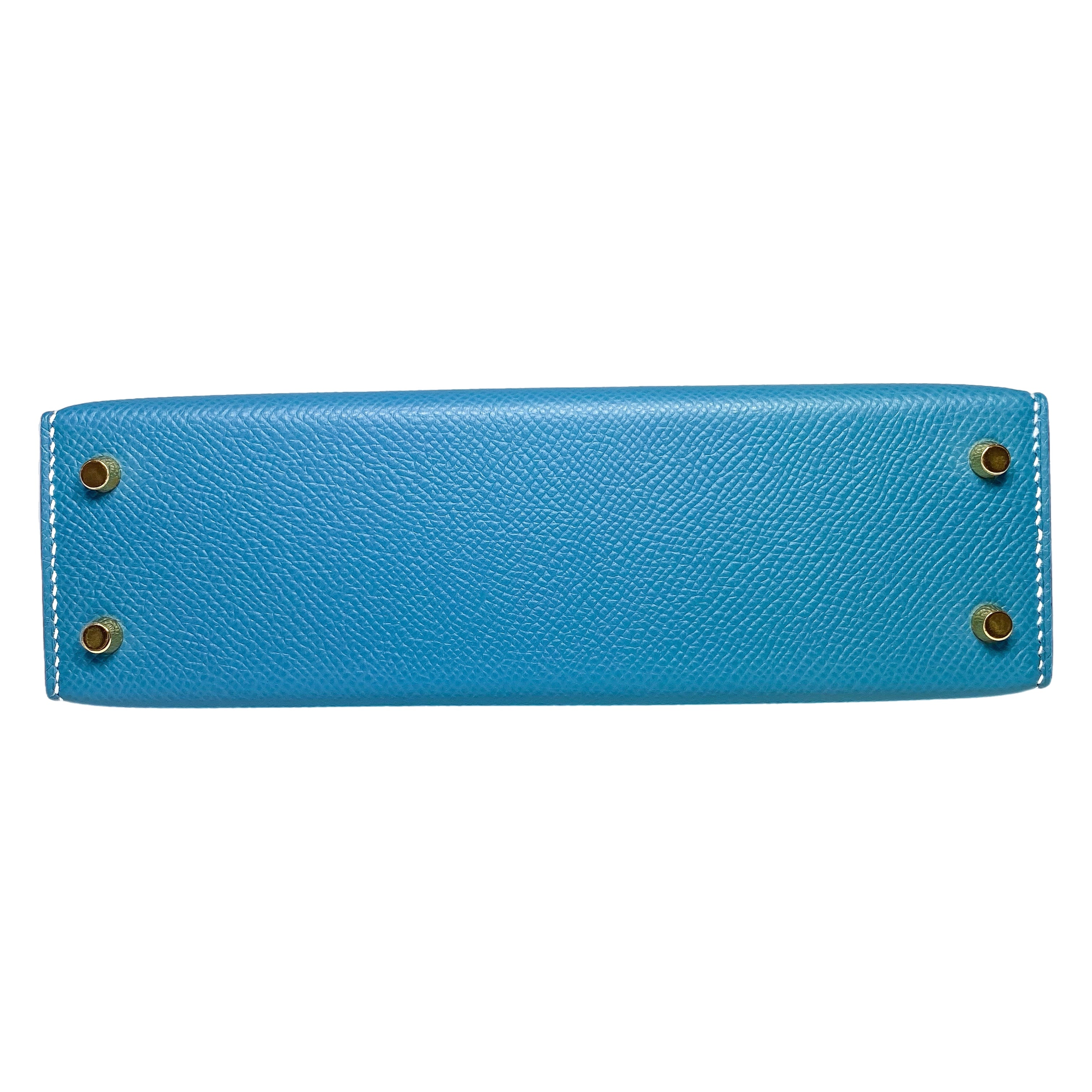 Hermes Mini Kelly 20 Blue Jean Epsom Gold Hardware