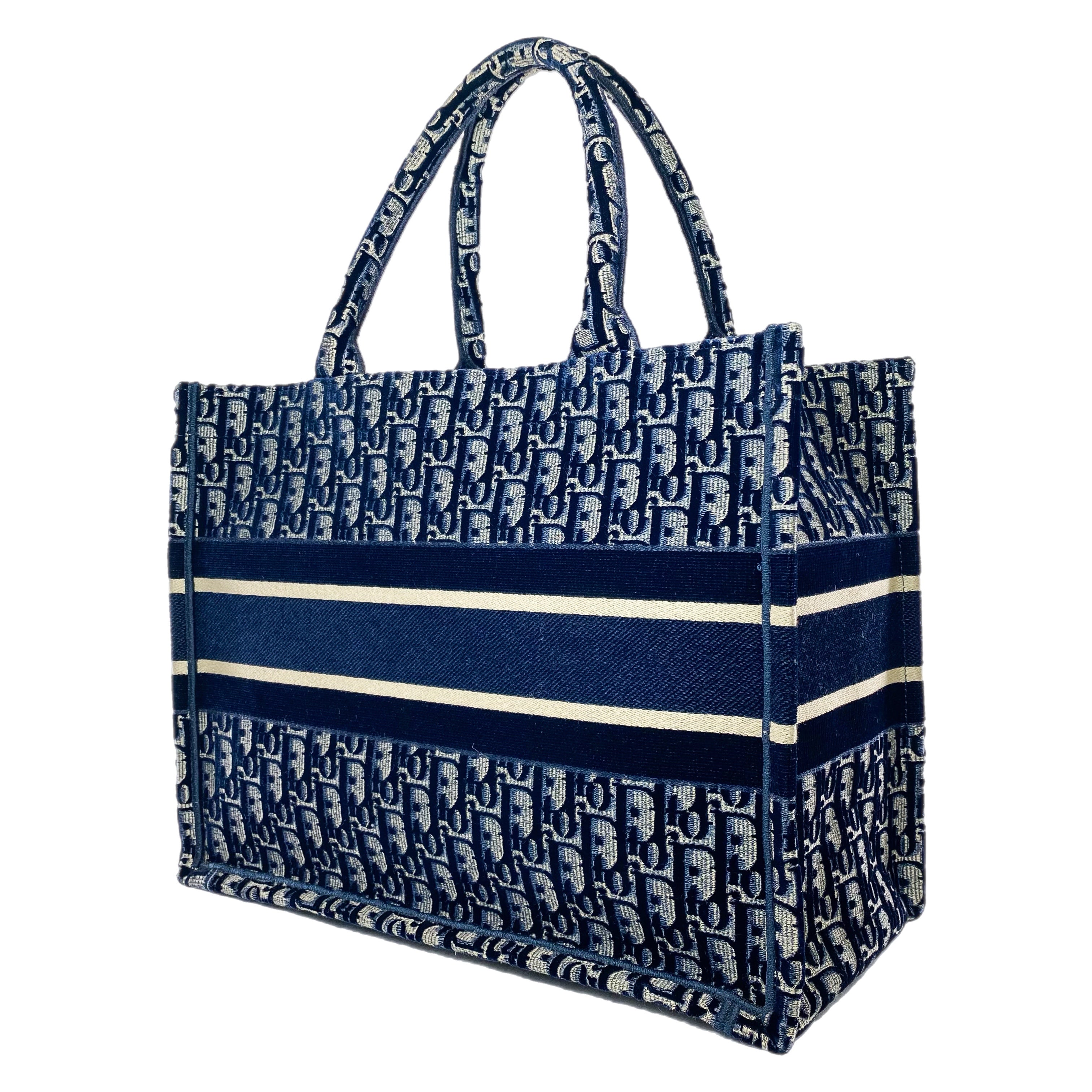 Dior Navy Velour Oblique Book Tote