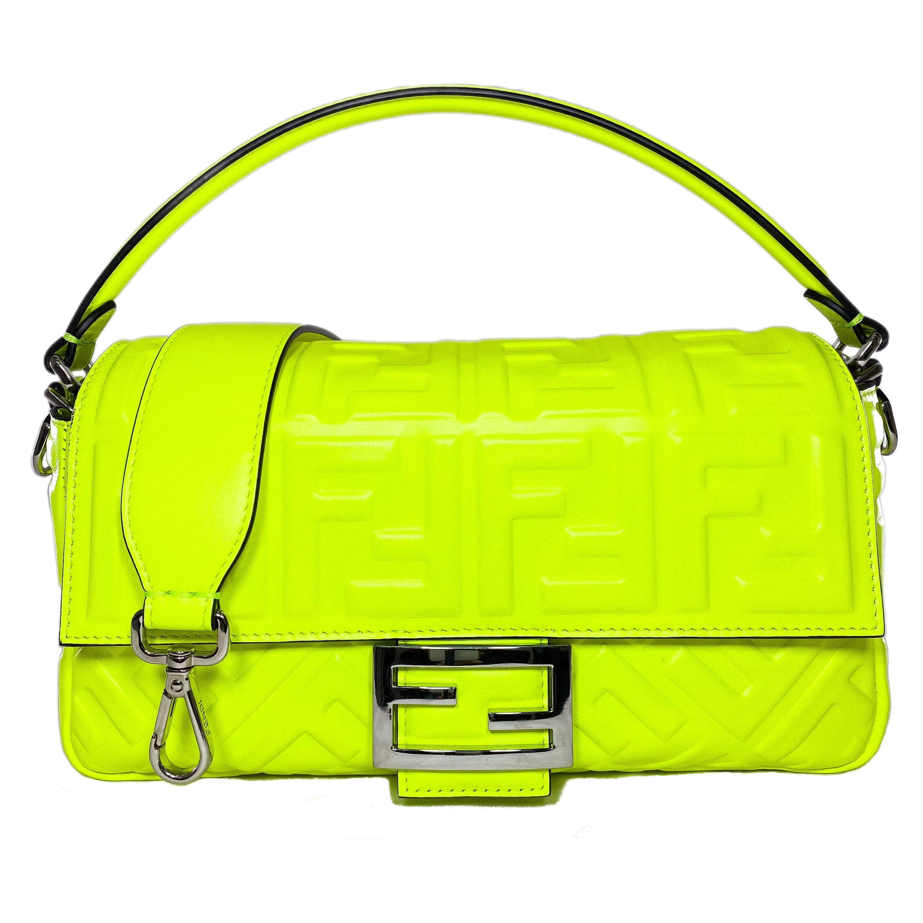 Fendi x Marc Jacobs Neon Yellow Quilted Baguette Consign of the Times