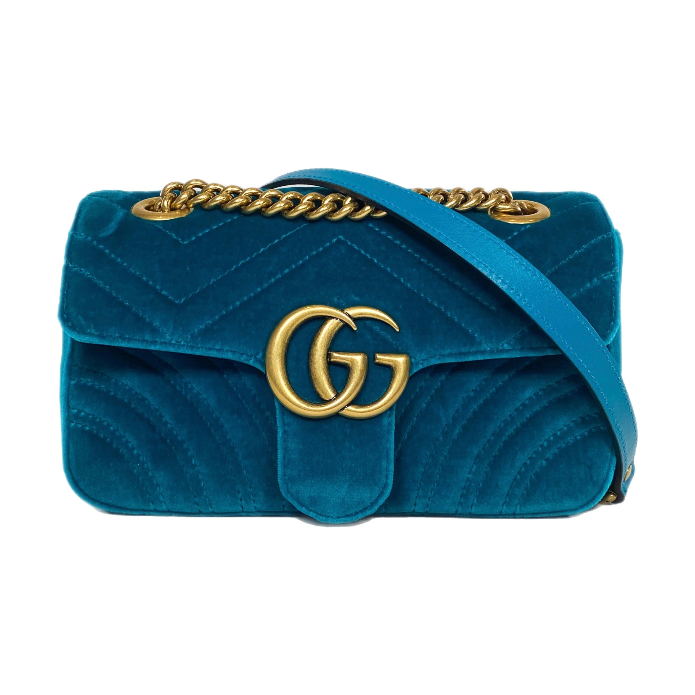 Gucci shops blue velvet marmont bag