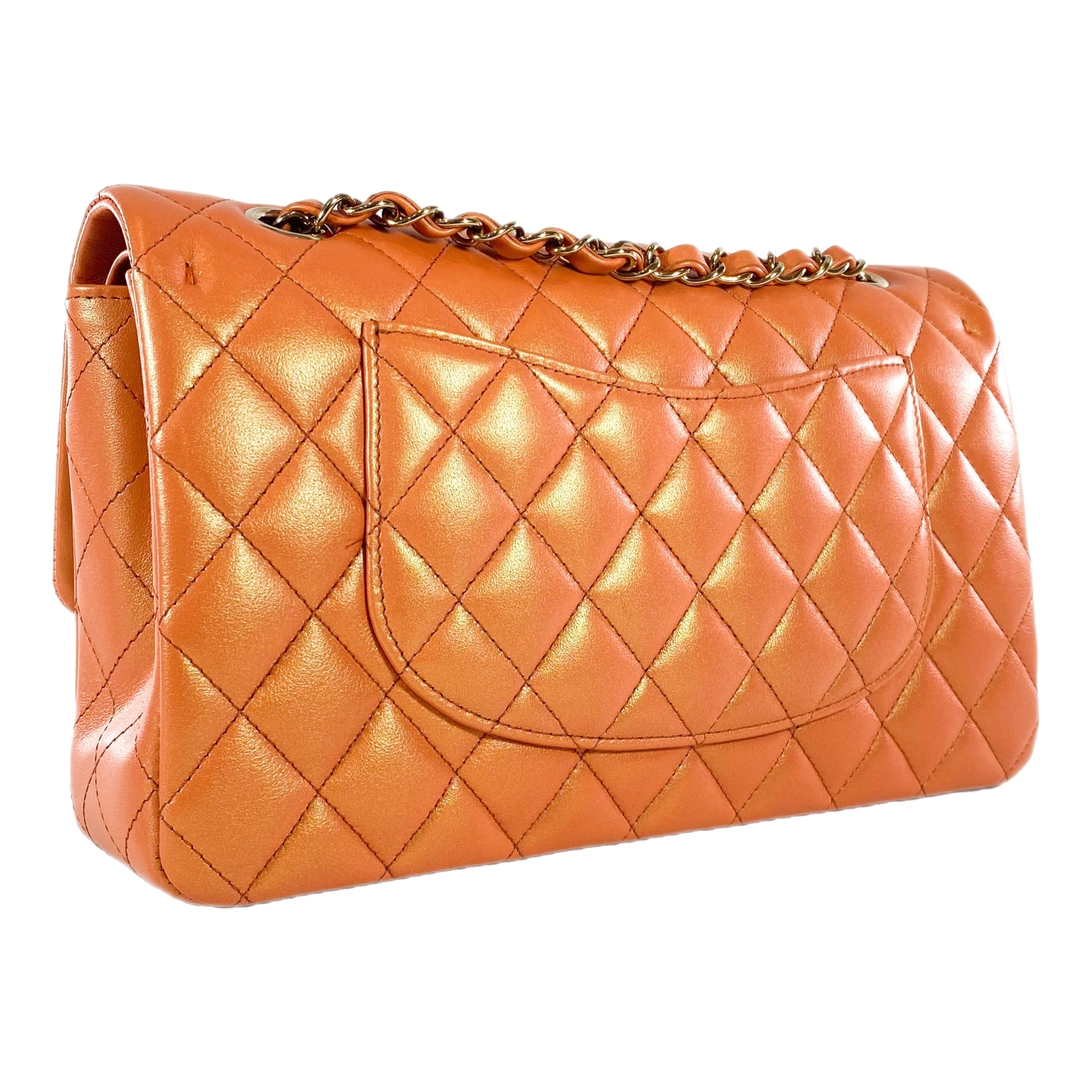 Chanel orange flap bag sale