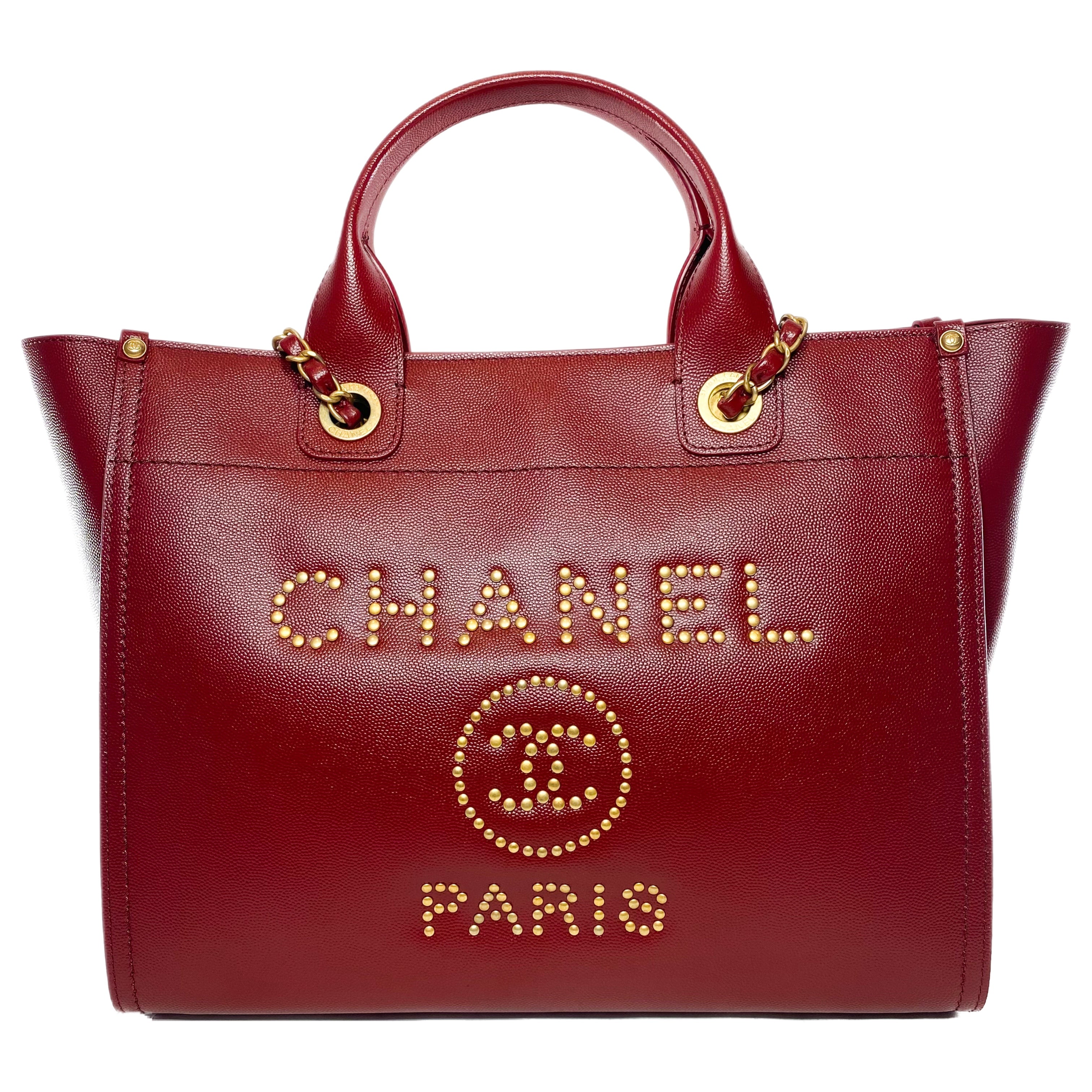 Chanel Red Studded Medium Deauville