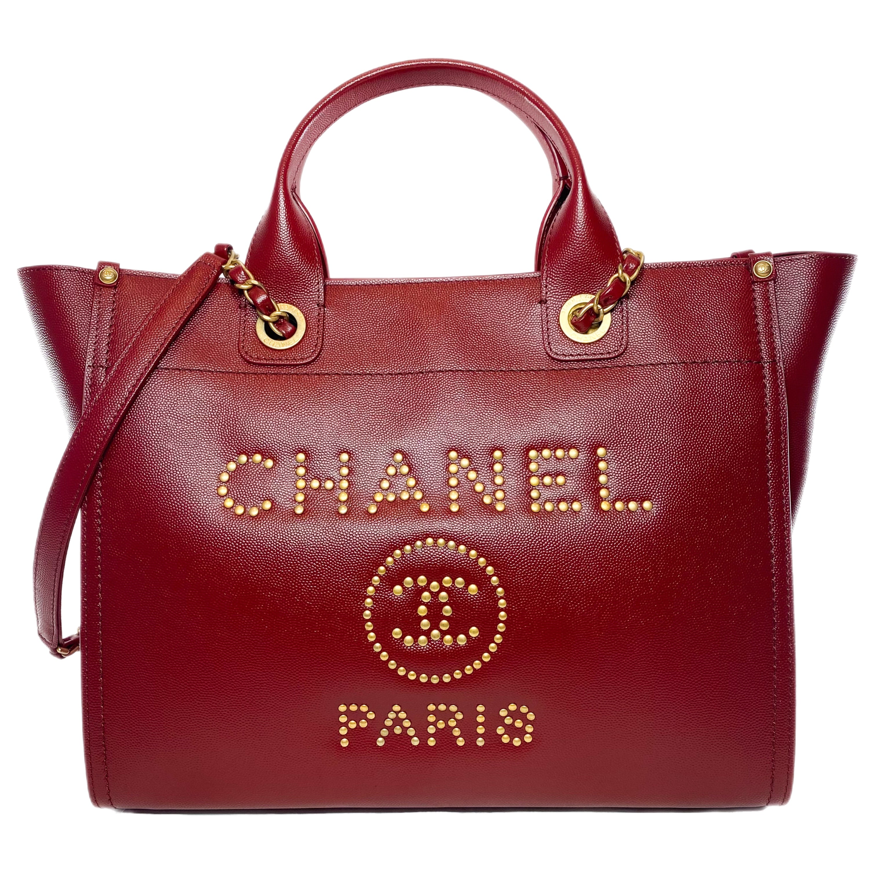 Chanel Red Studded Medium Deauville