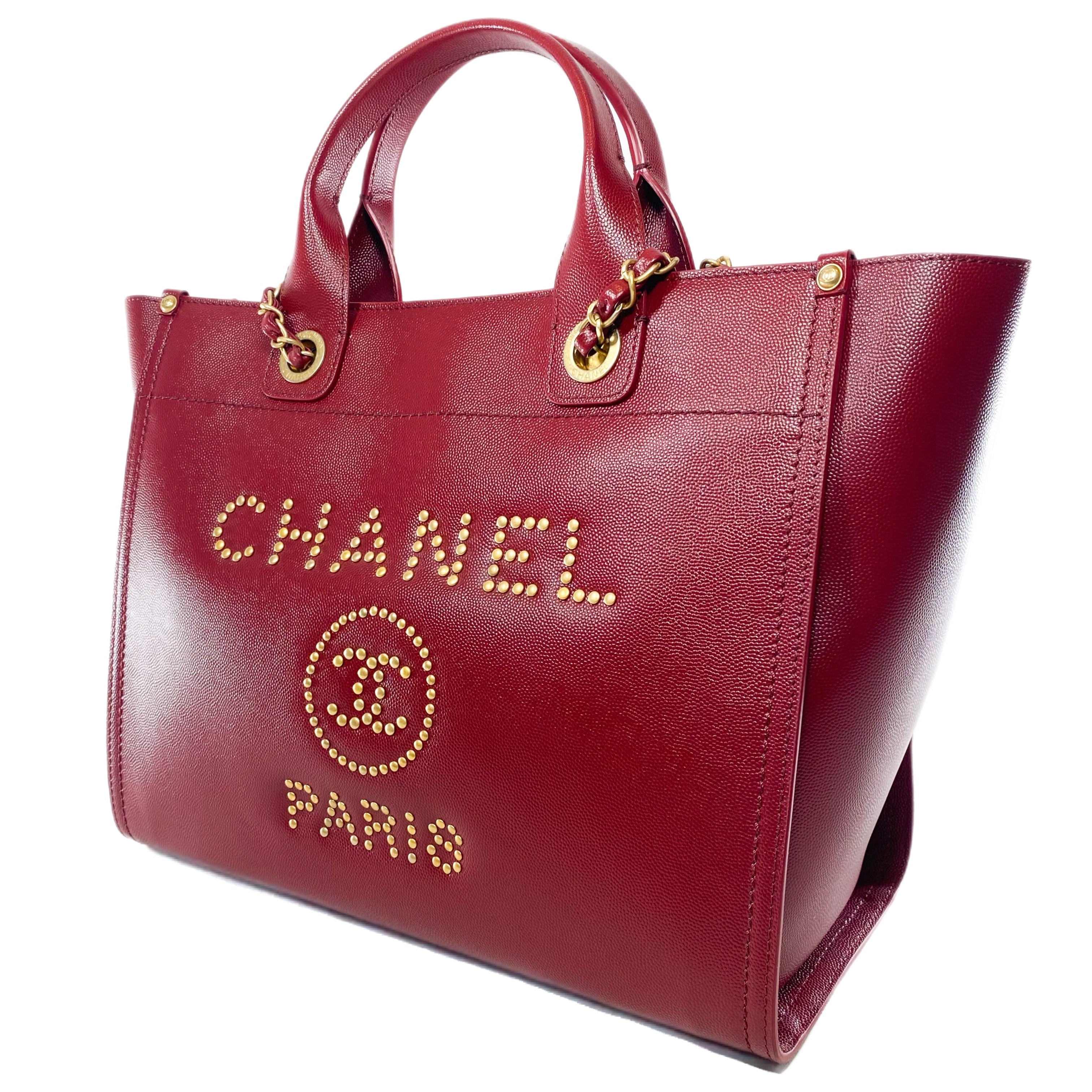 Chanel Red Studded Medium Deauville