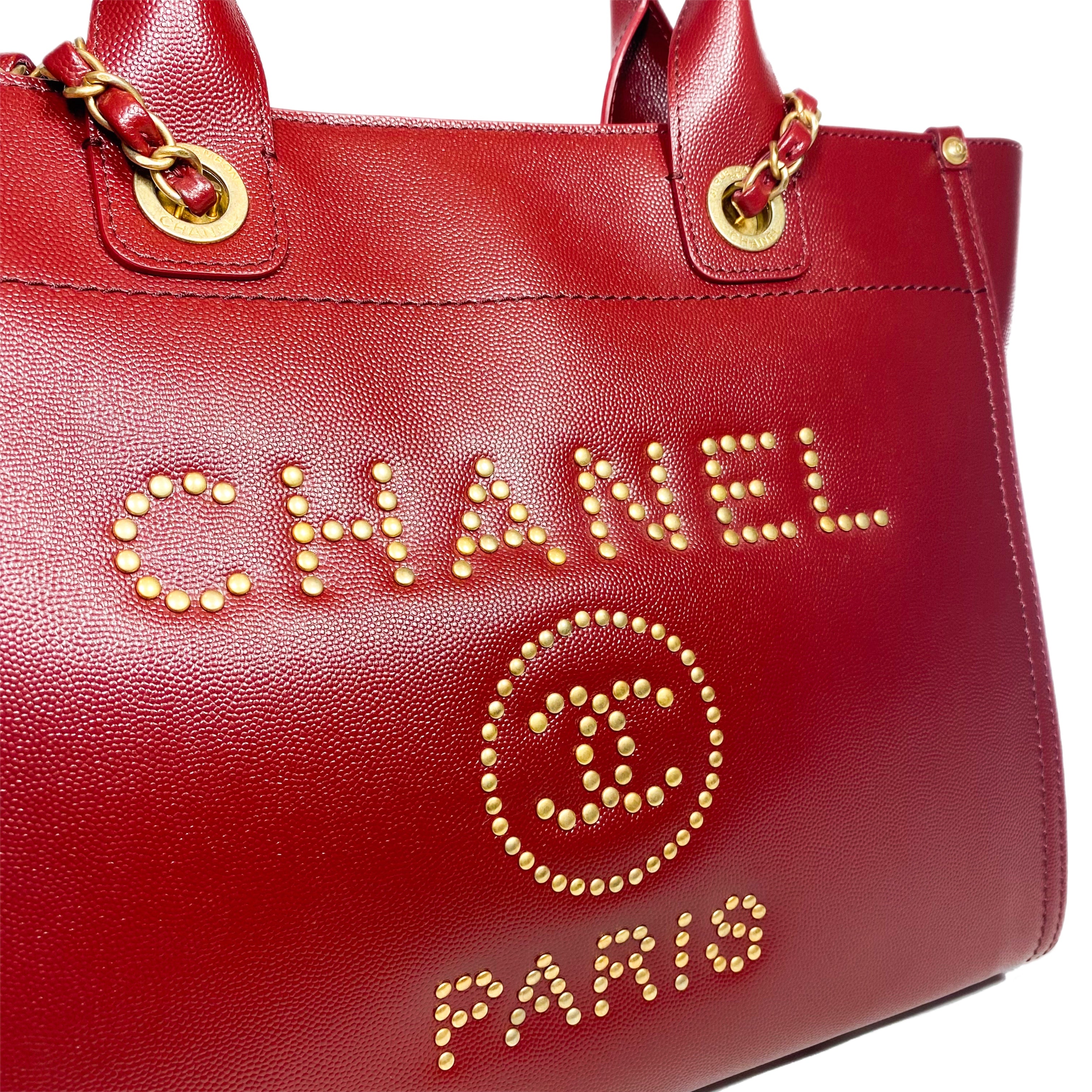 Chanel Red Studded Medium Deauville