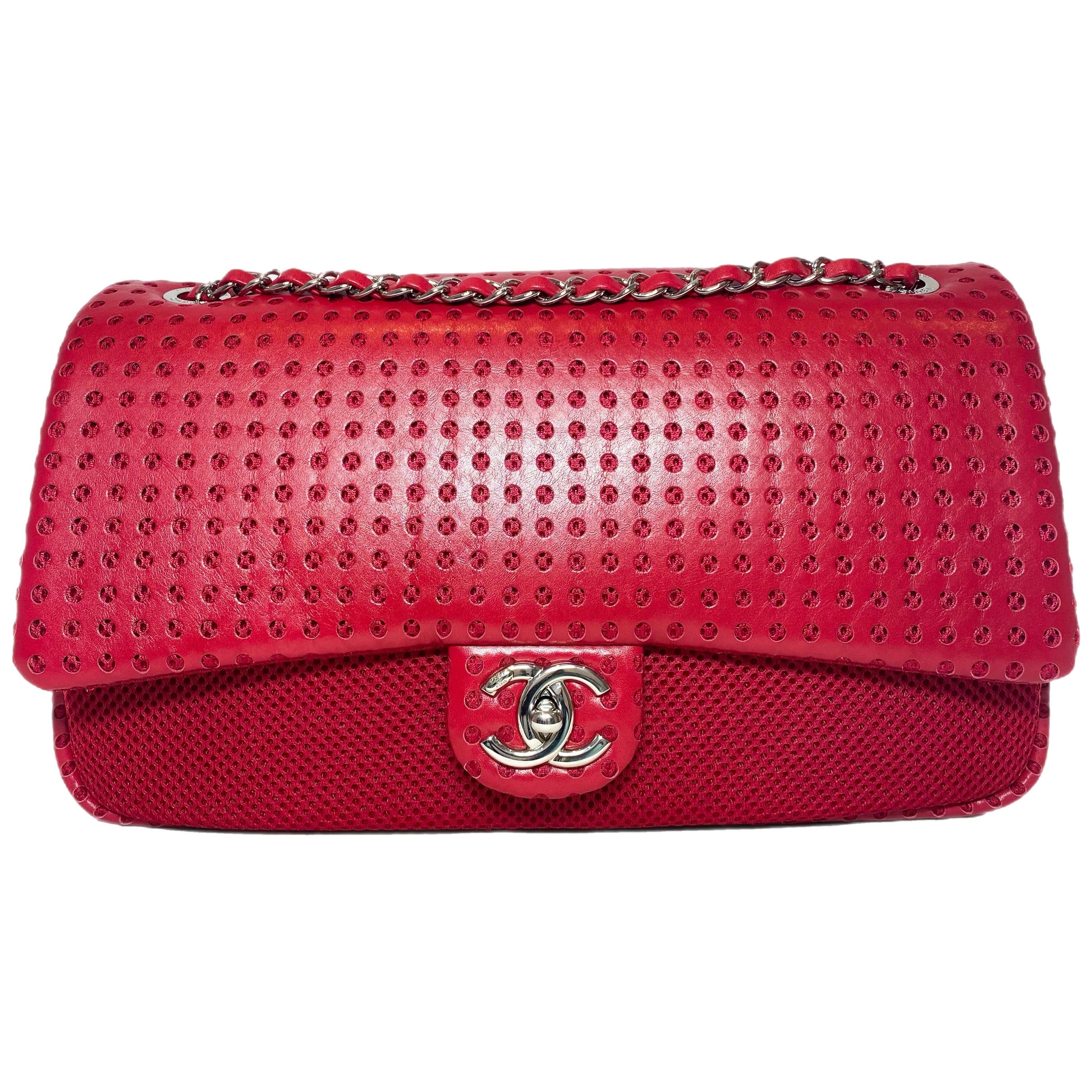 Chanel Raspberry Perforated Easy Flap Bag