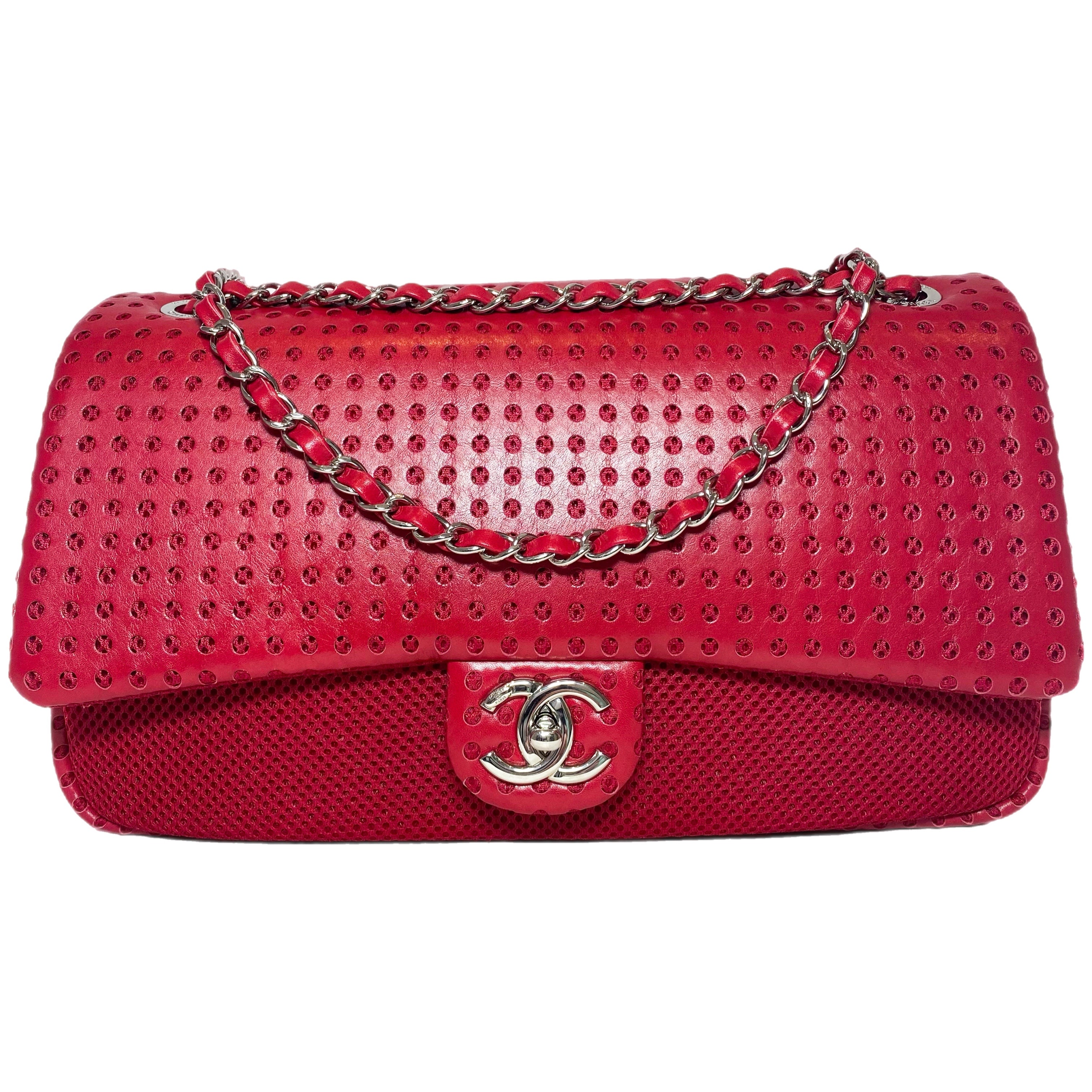 Chanel Raspberry Perforated Easy Flap Bag