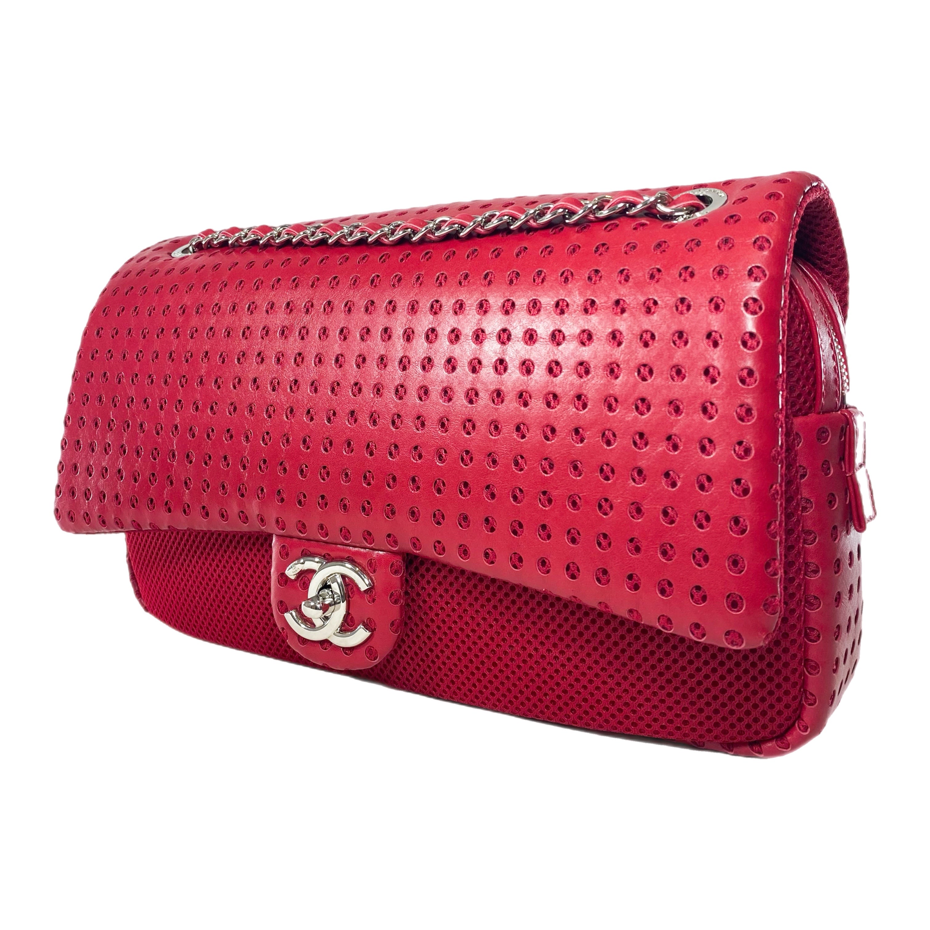 Chanel Raspberry Perforated Easy Flap Bag