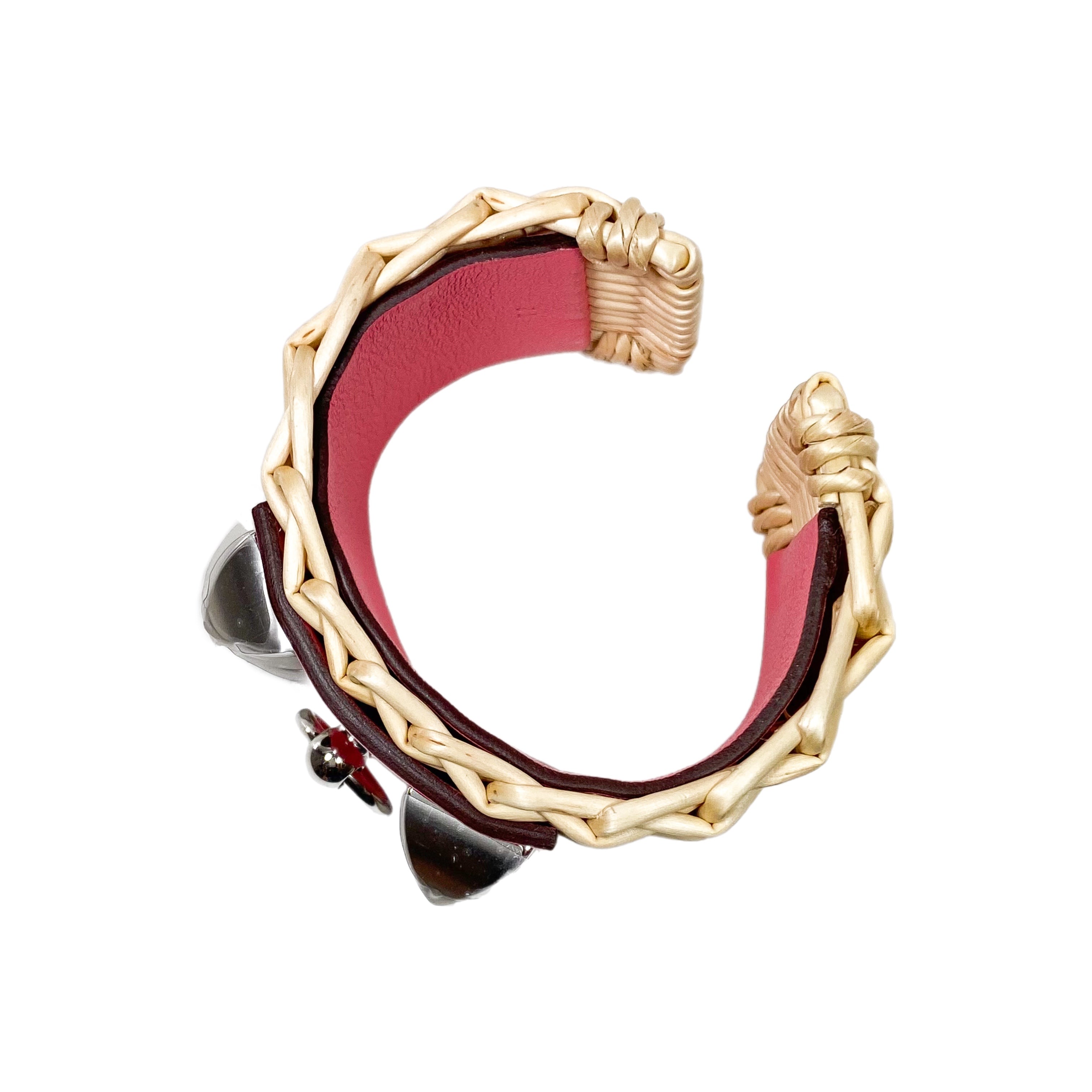 Hermes Rose Extreme Medor Picnic Cuff Bracelet