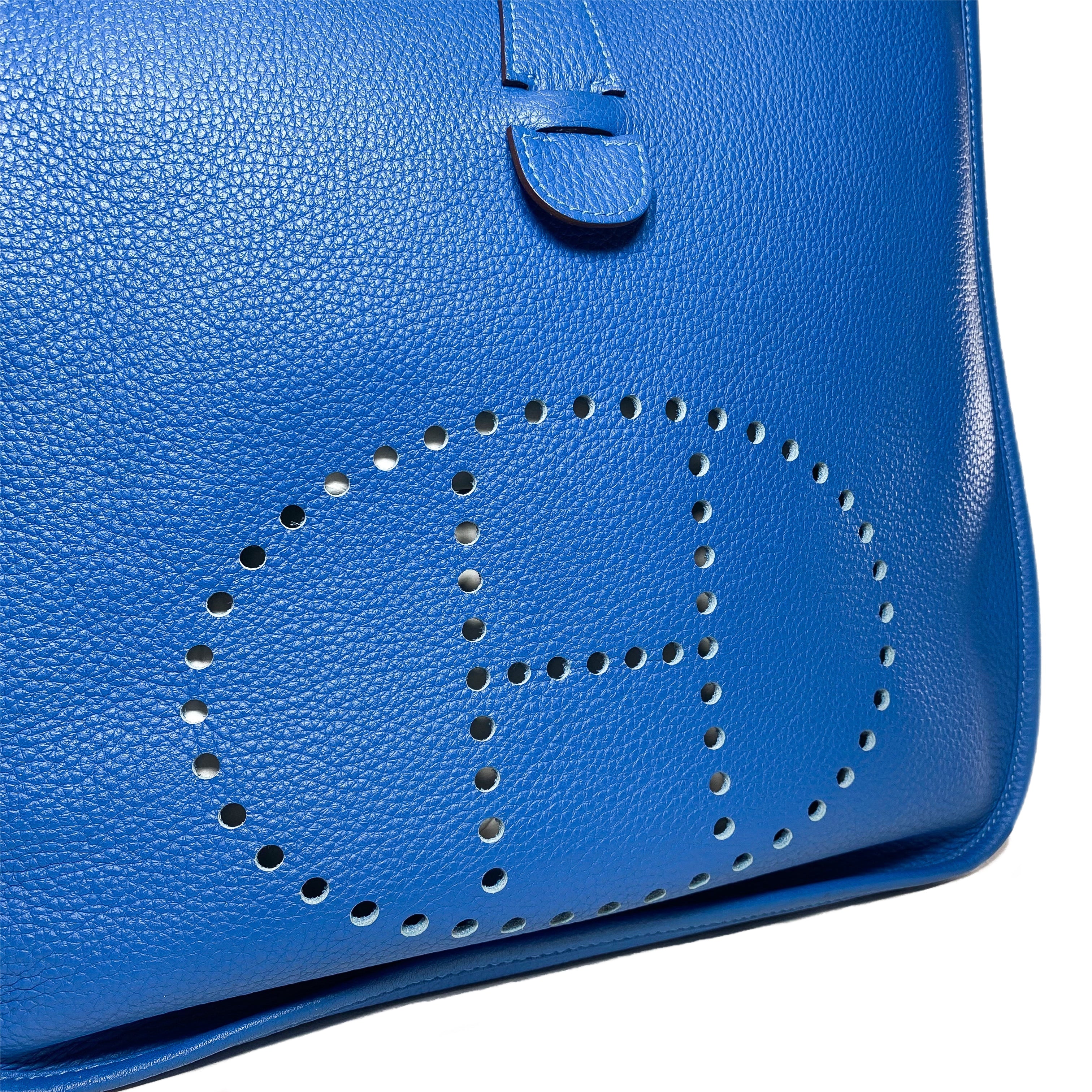 Hermes Evelyne GM Bleu Mykonos Palladium Hardware