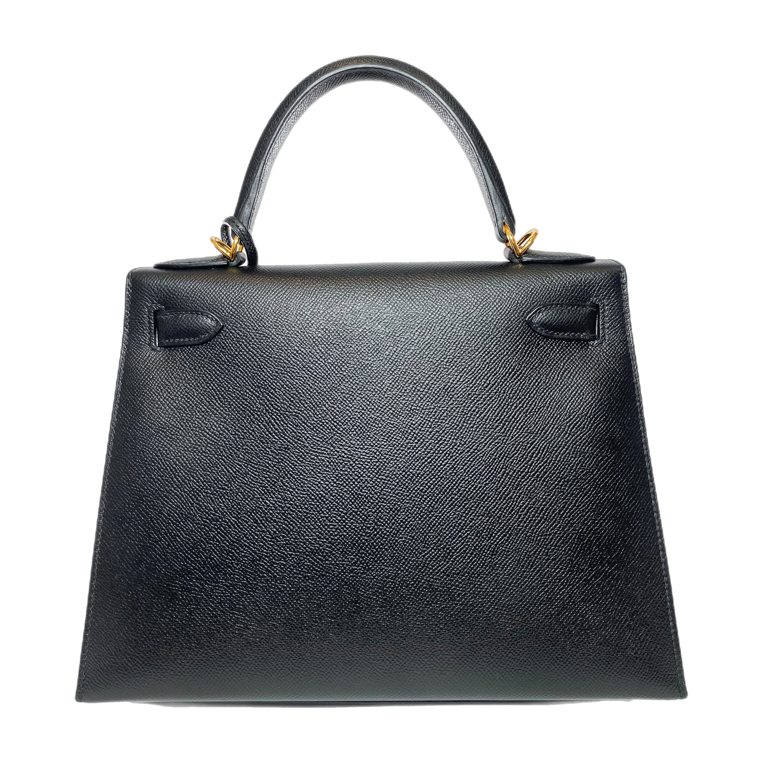 Hermes Kelly 28 Black Epsom Gold Hardware