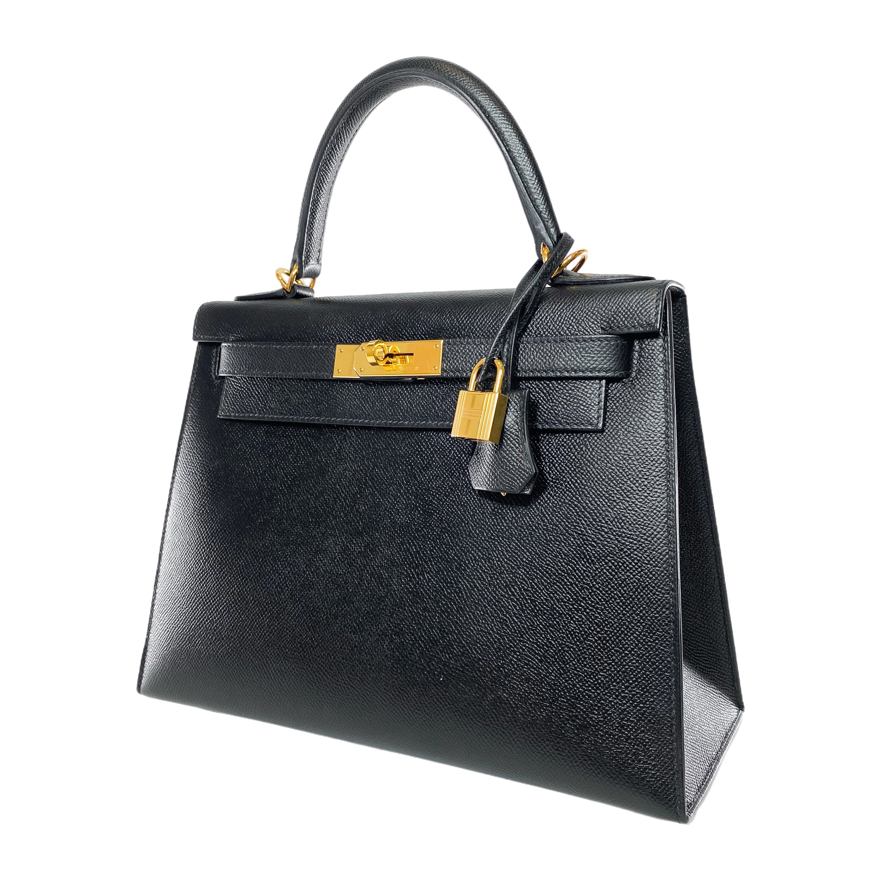 Hermes Kelly 28 Black Epsom Gold Hardware