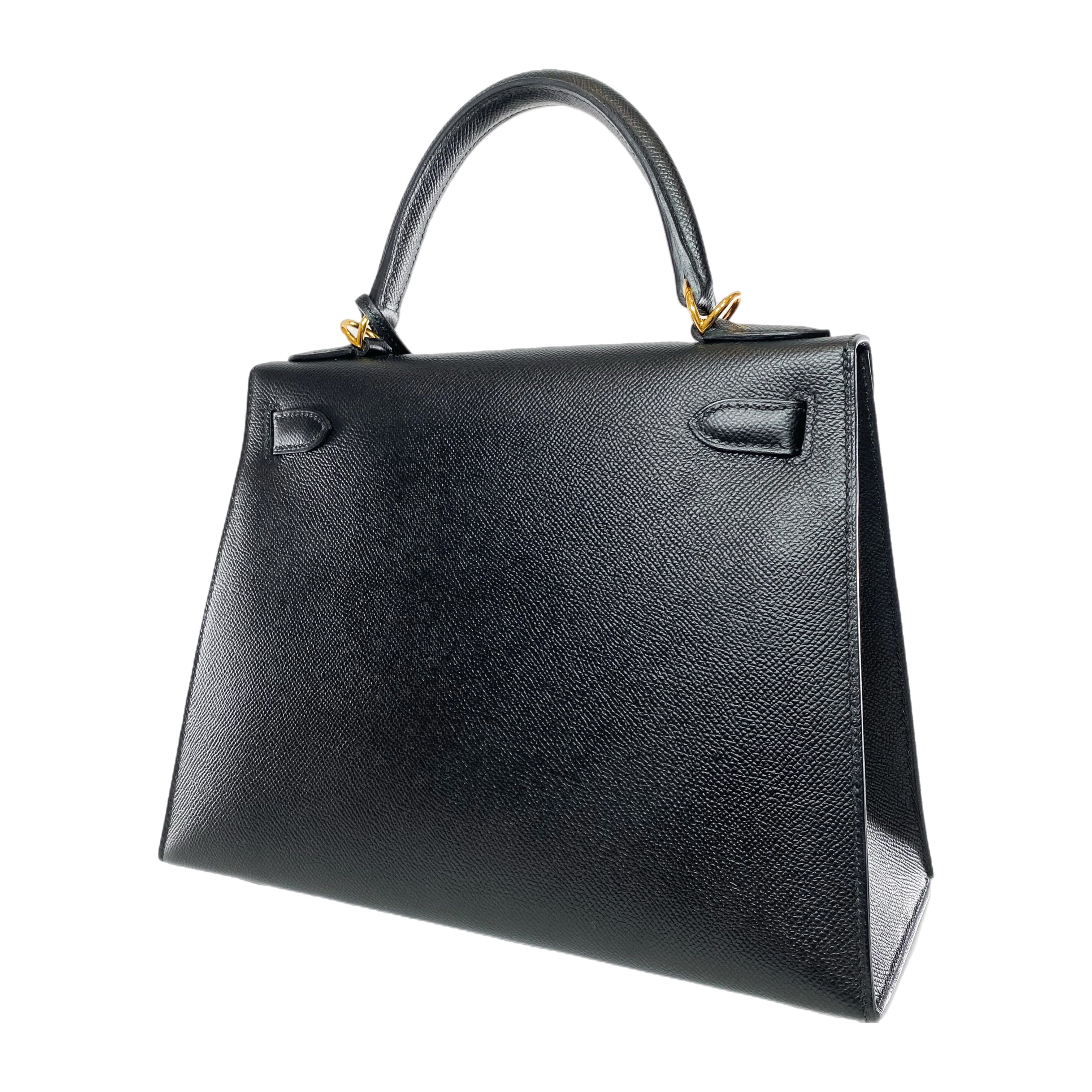 Hermes Kelly 28 Black Epsom Gold Hardware