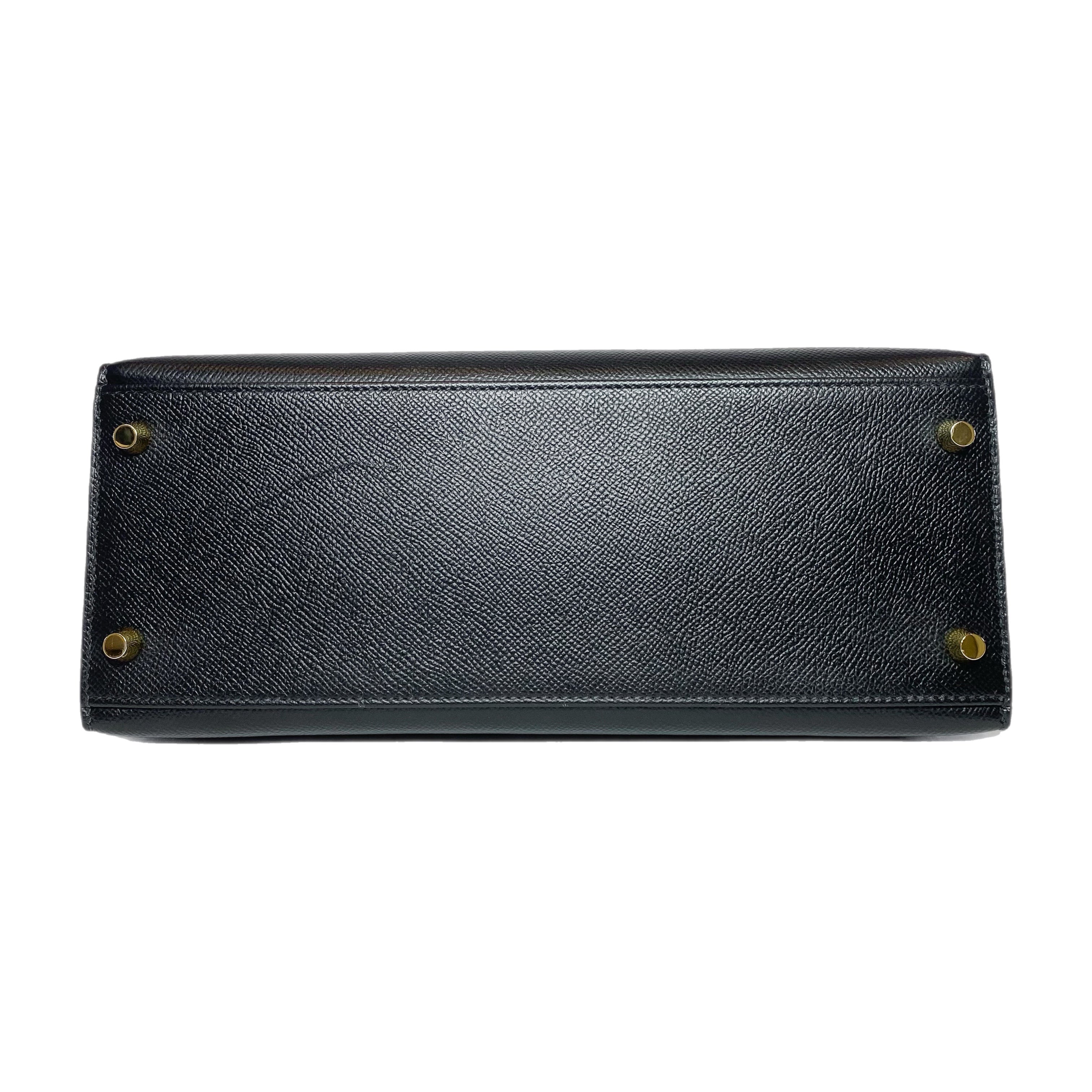 Hermes Kelly 28 Black Epsom Gold Hardware