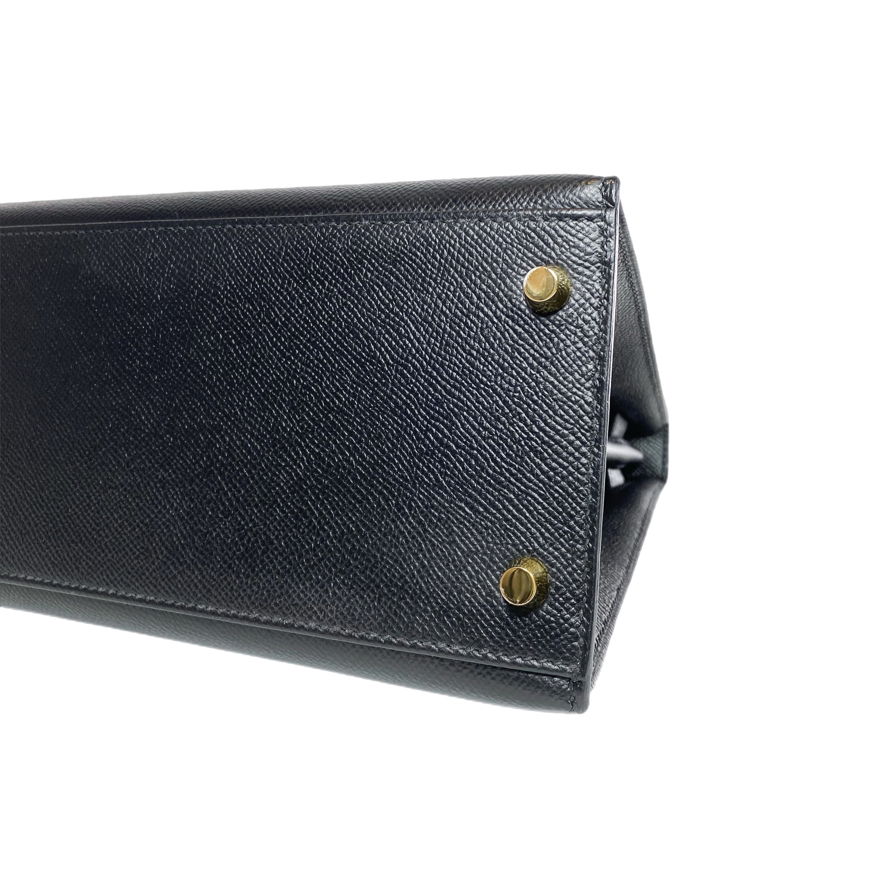 Hermes Kelly 28 Black Epsom Gold Hardware