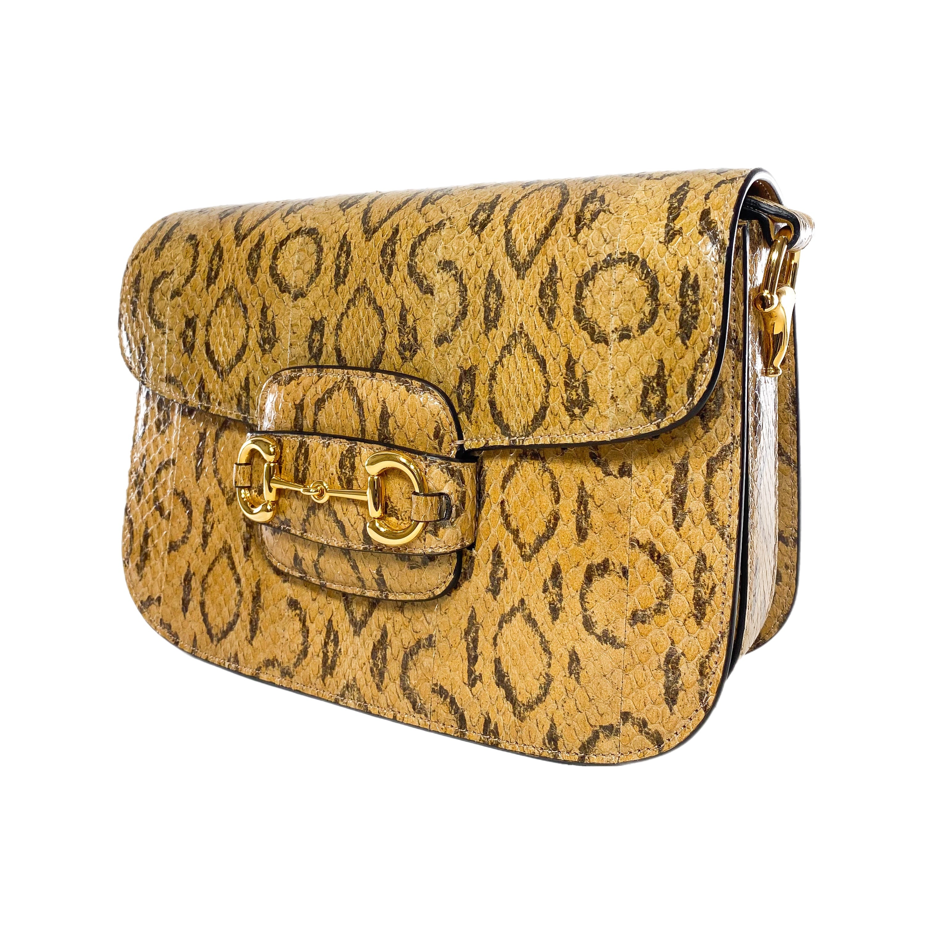 Gucci Beige Python Horsebit 1955 Shoulder Bag