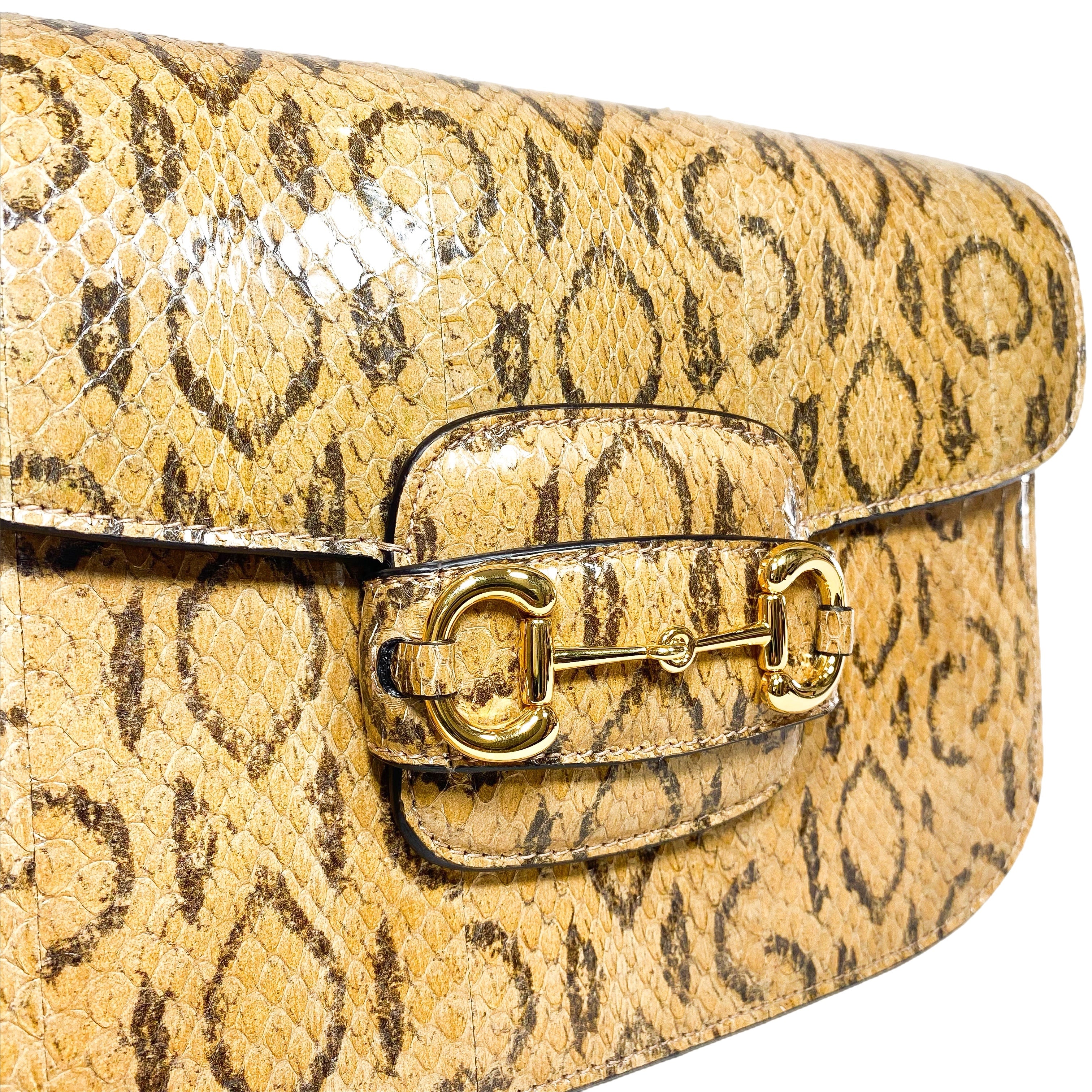 Gucci Beige Python Horsebit 1955 Shoulder Bag