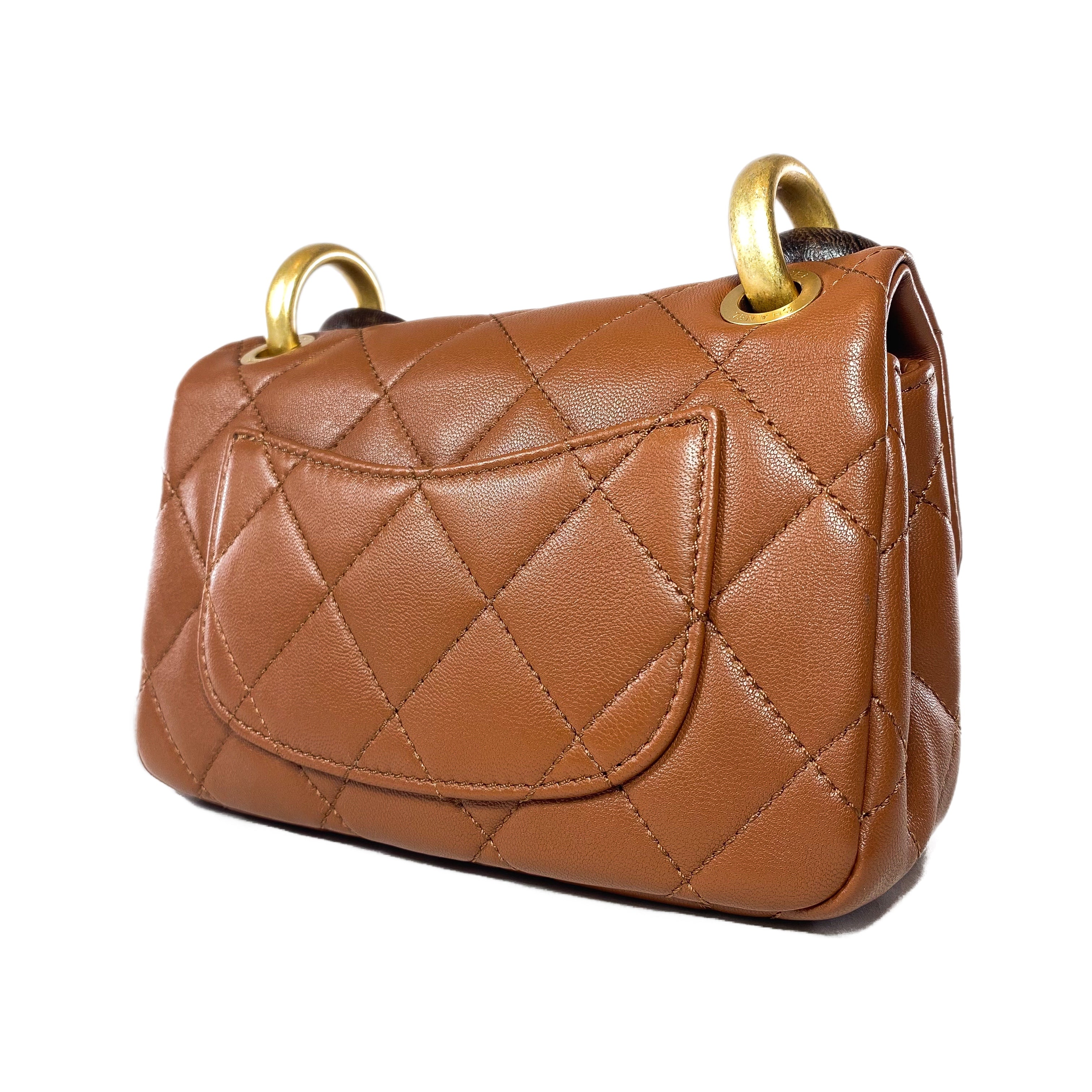 Chanel Caramel Brown Paris-Dakar Wenge Wood Mini Rectangular Flap Bag