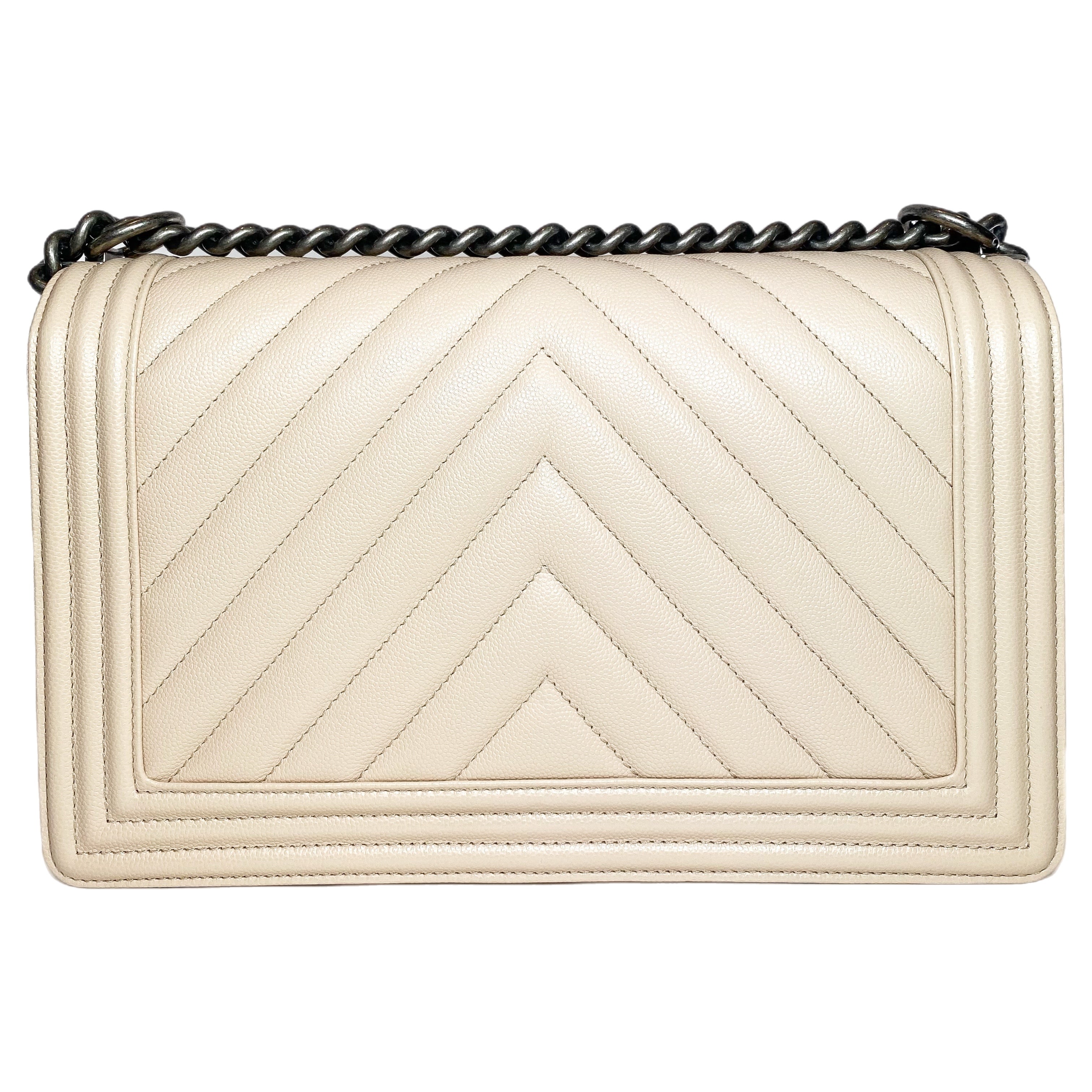 Chanel Beige Chevron Boy Bag