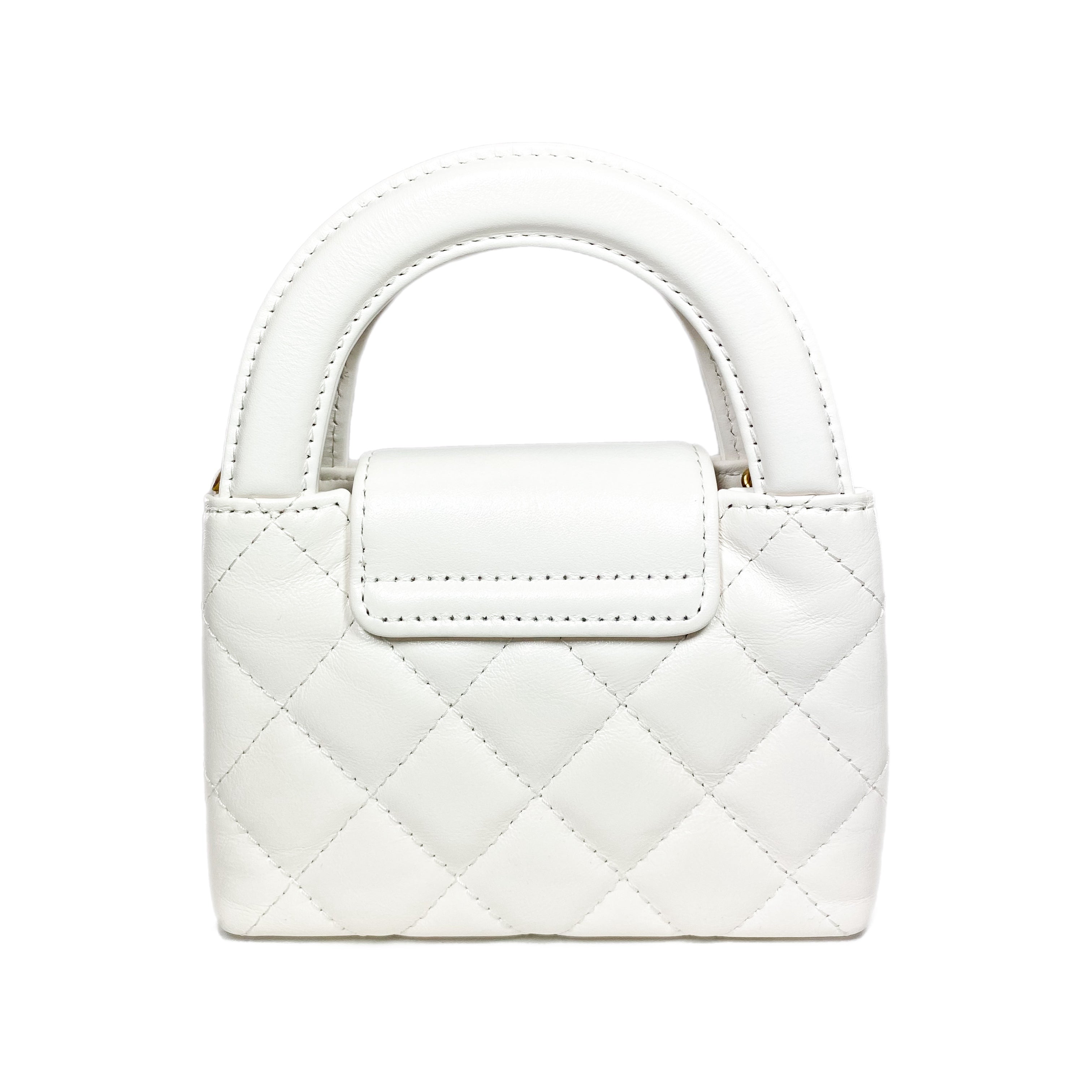 Chanel White Mini Nano Kelly Top Handle