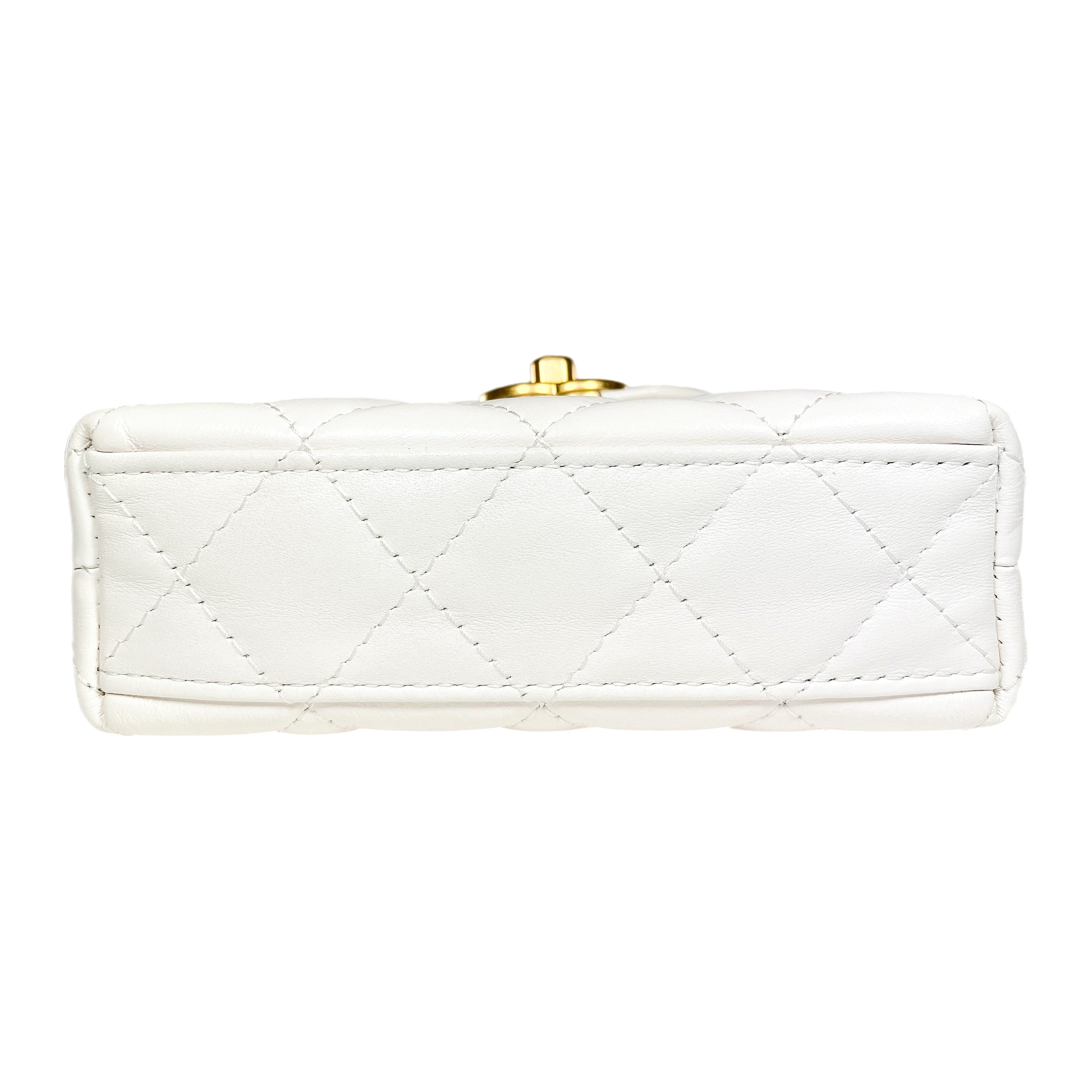 Chanel White Mini Nano Kelly Top Handle