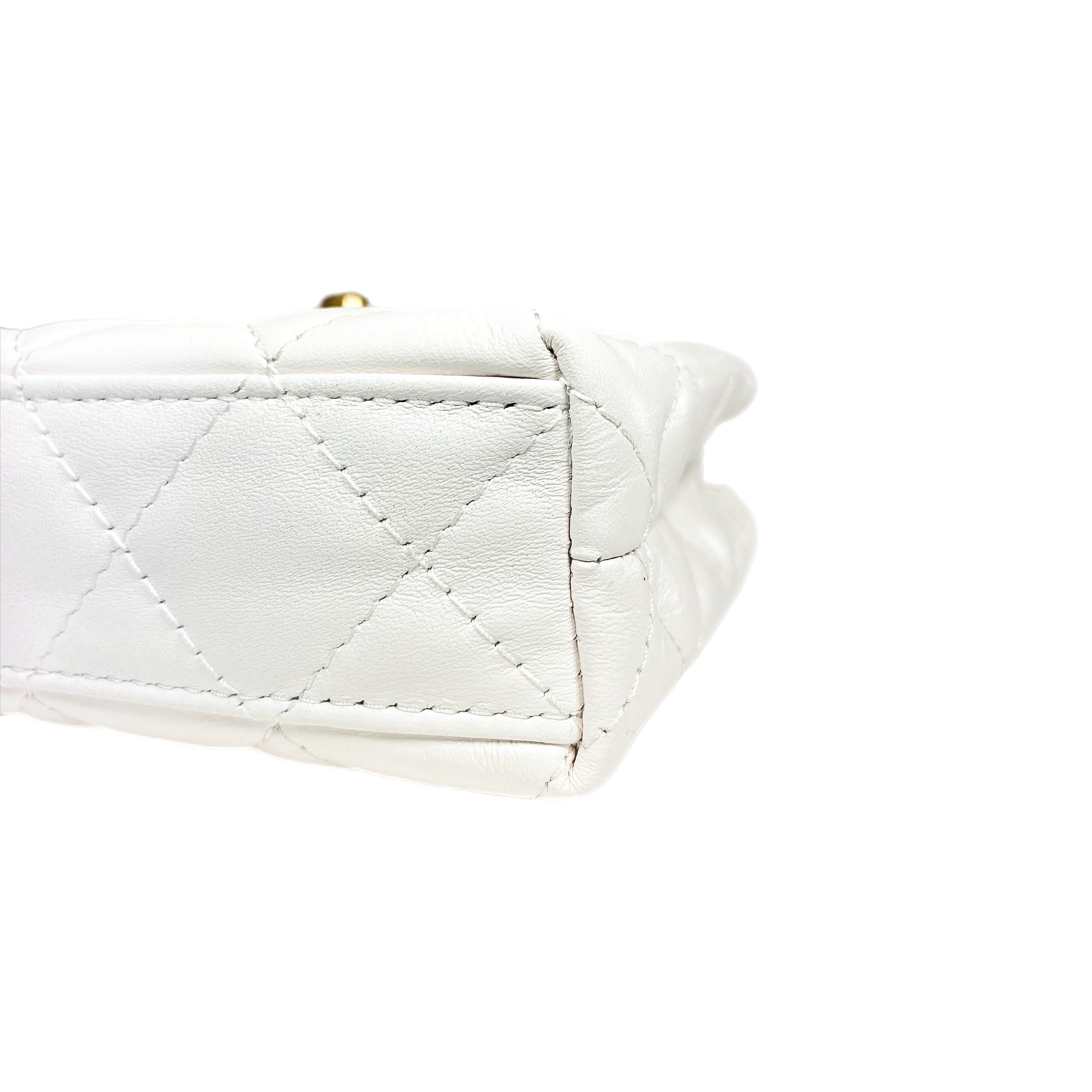 Chanel White Mini Nano Kelly Top Handle