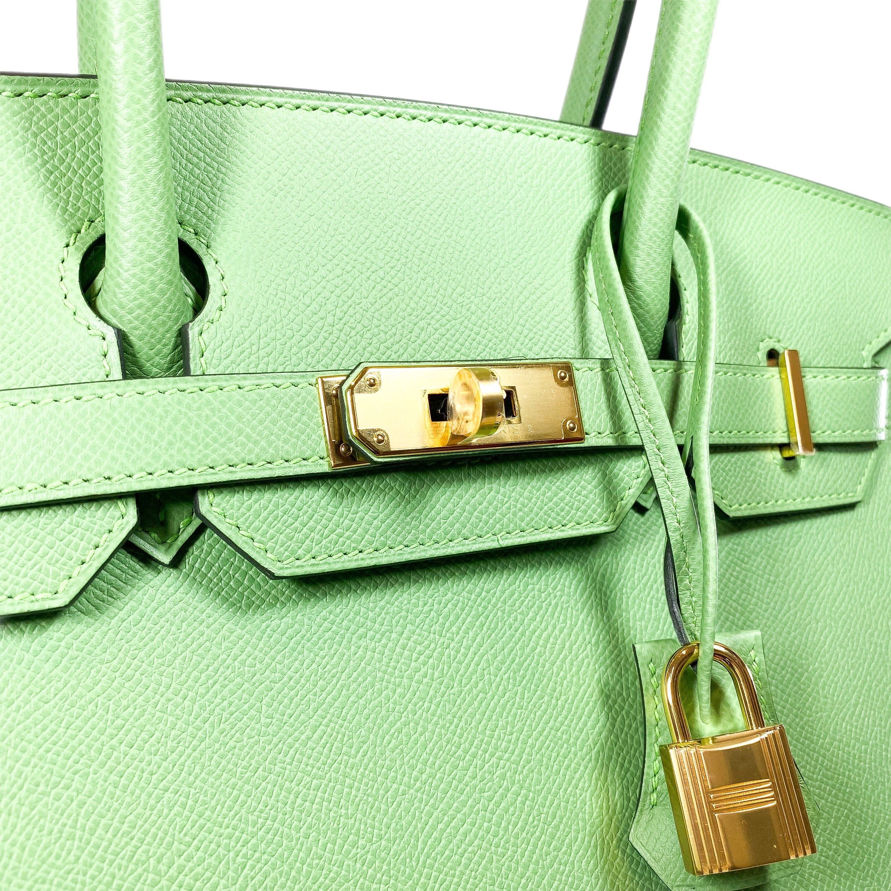 Hermes Birkin 30 Vert Criquet Sellier Epsom Gold Hardware