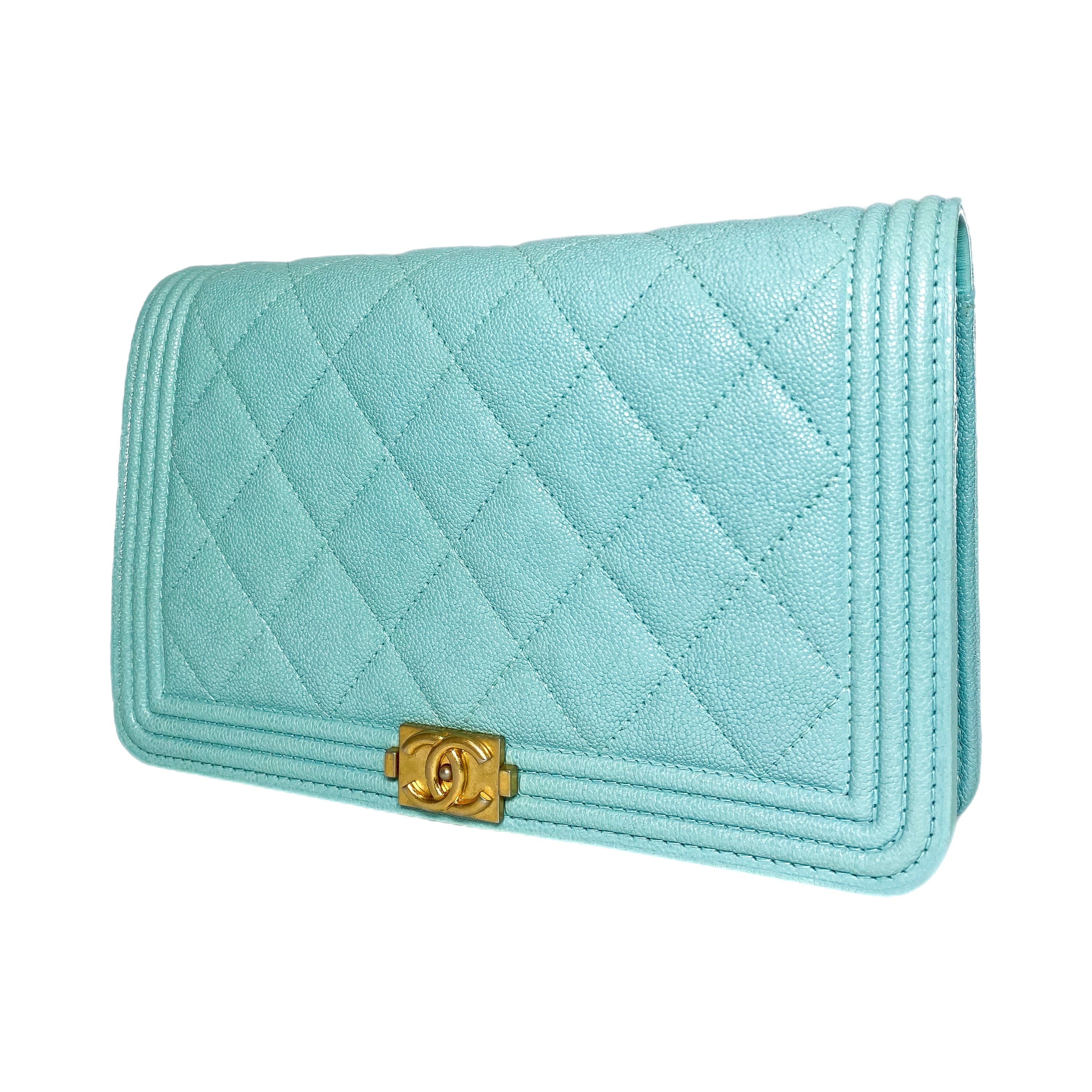 Chanel Tiffany Blue Boy Wallet on Chain