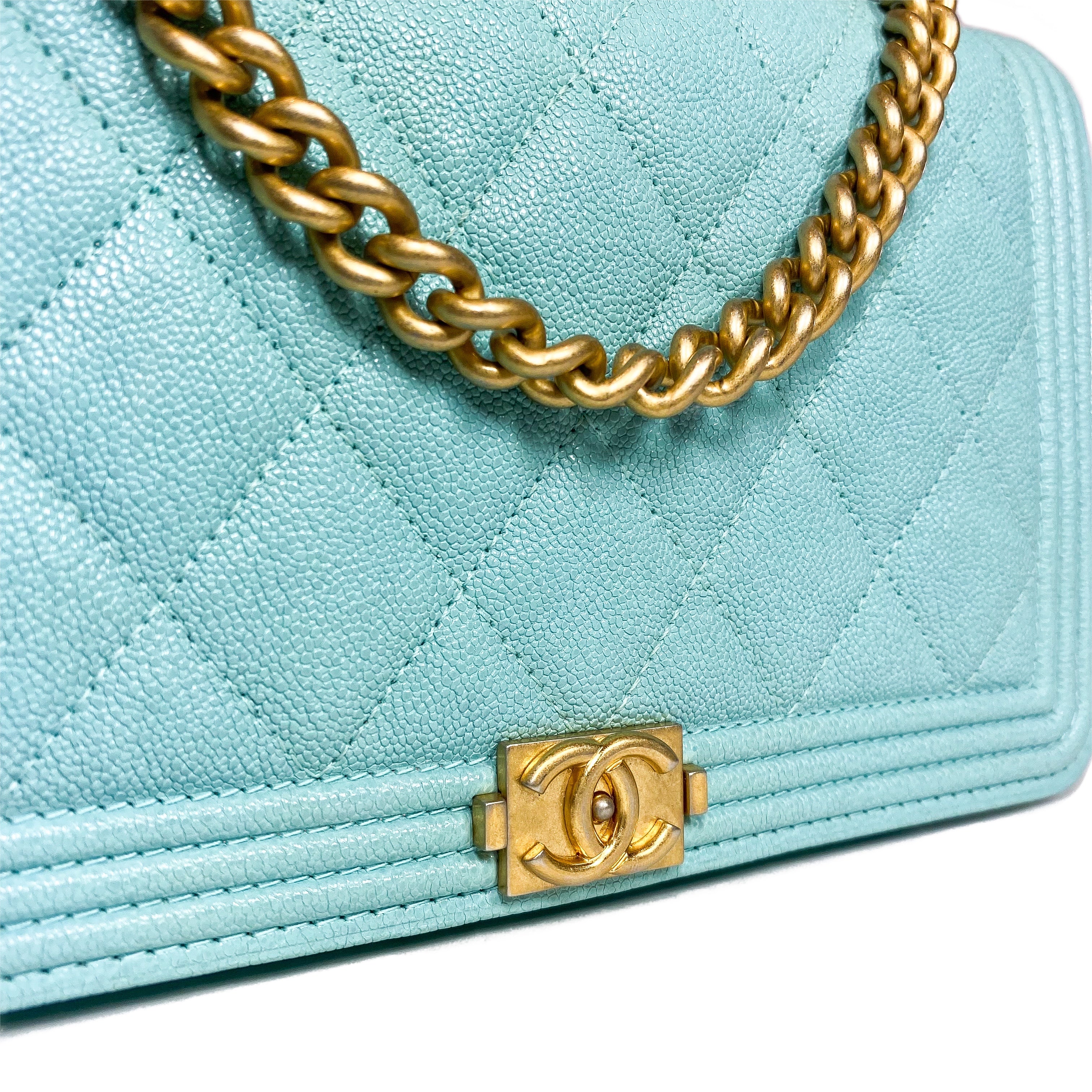 Chanel Tiffany Blue Boy Wallet on Chain