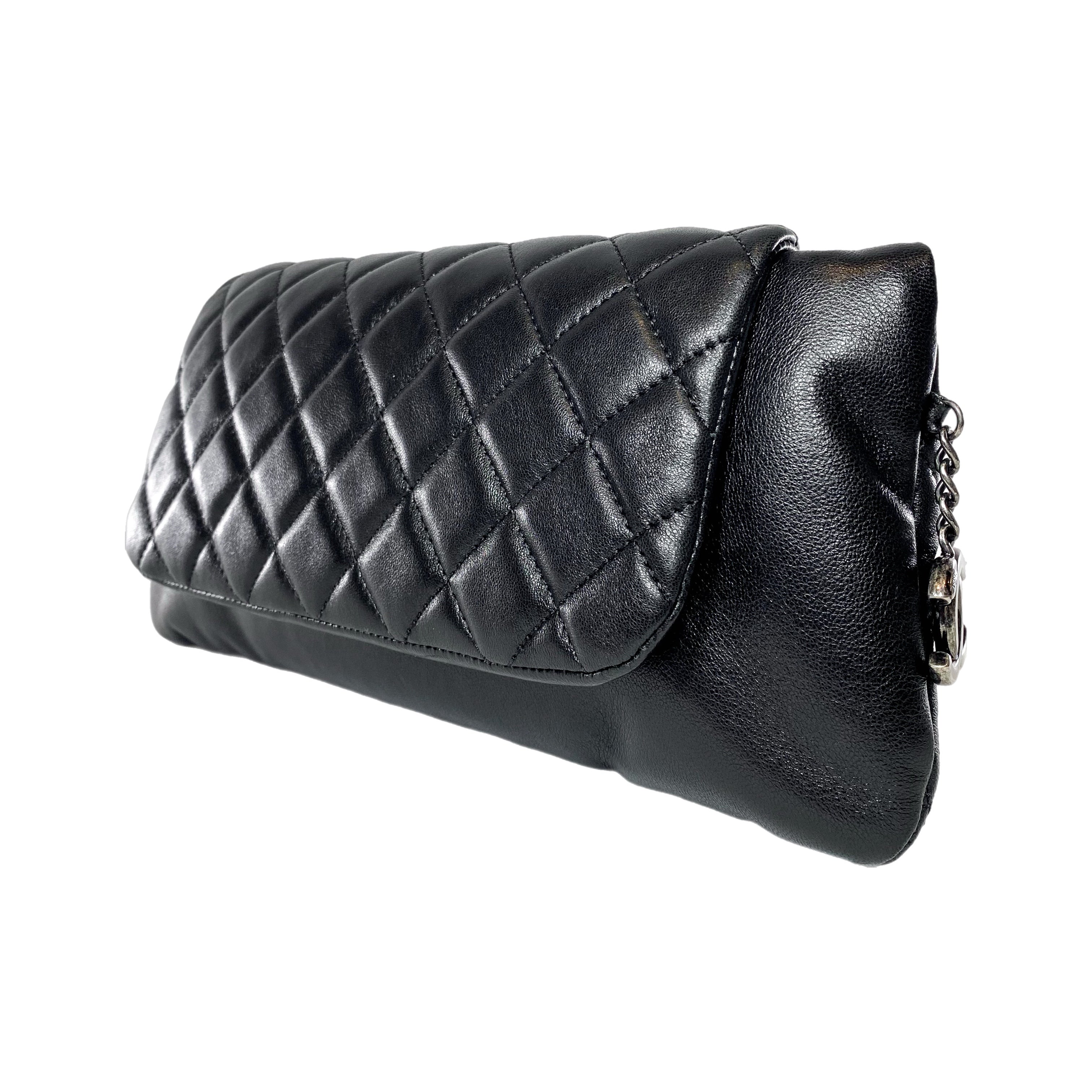 Chanel Black Tabatiere Foldover Clutch