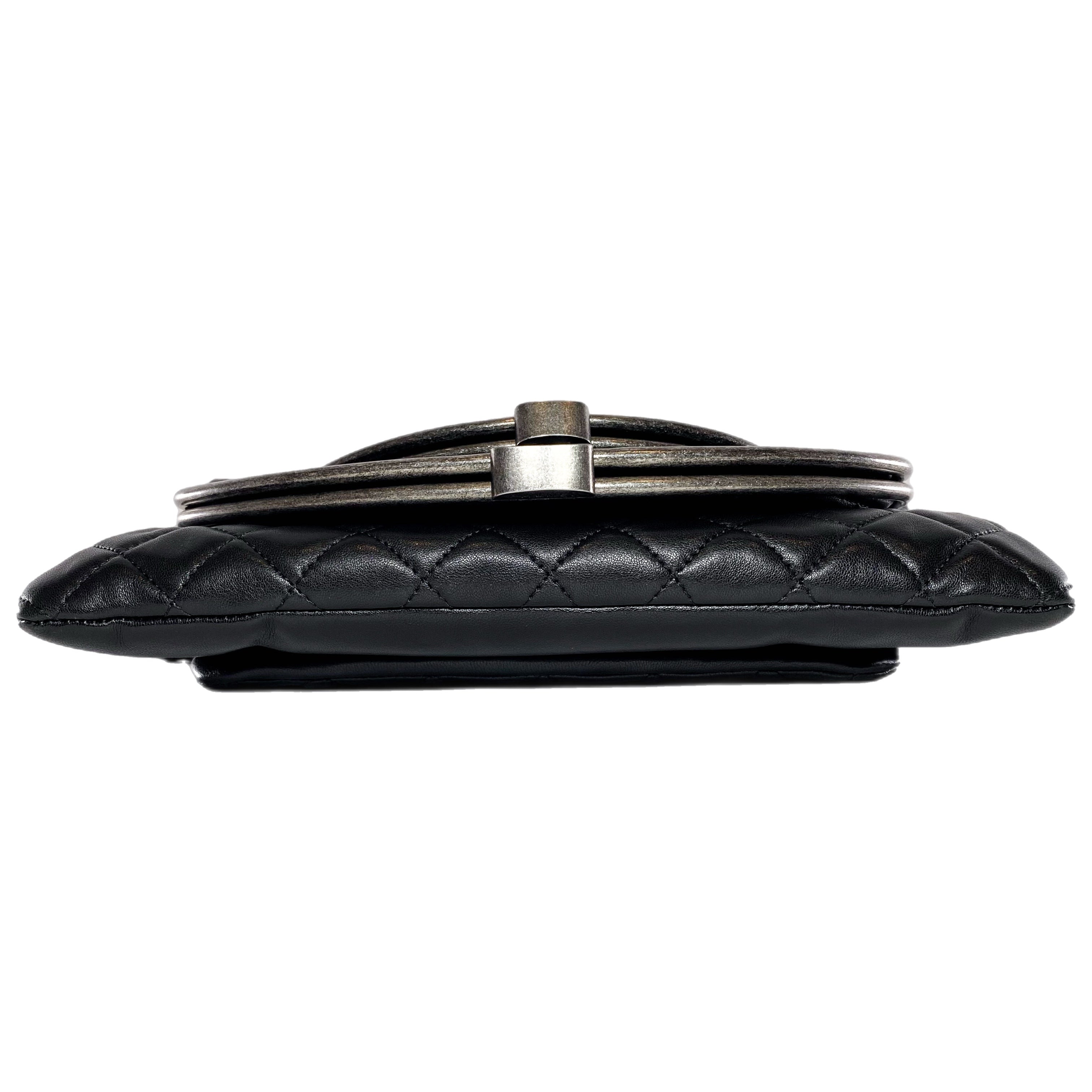 Chanel Black Tabatiere Foldover Clutch