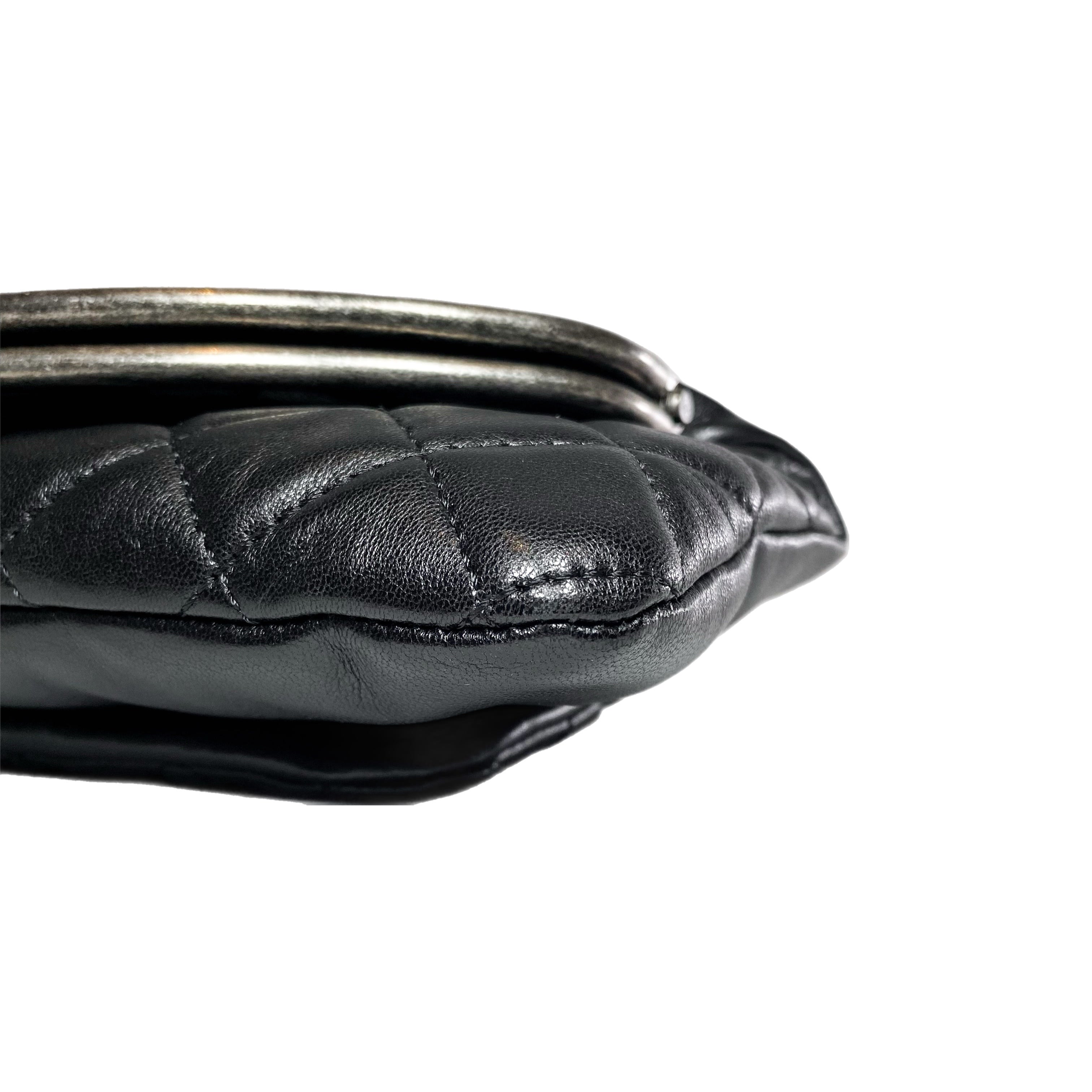 Chanel Black Tabatiere Foldover Clutch