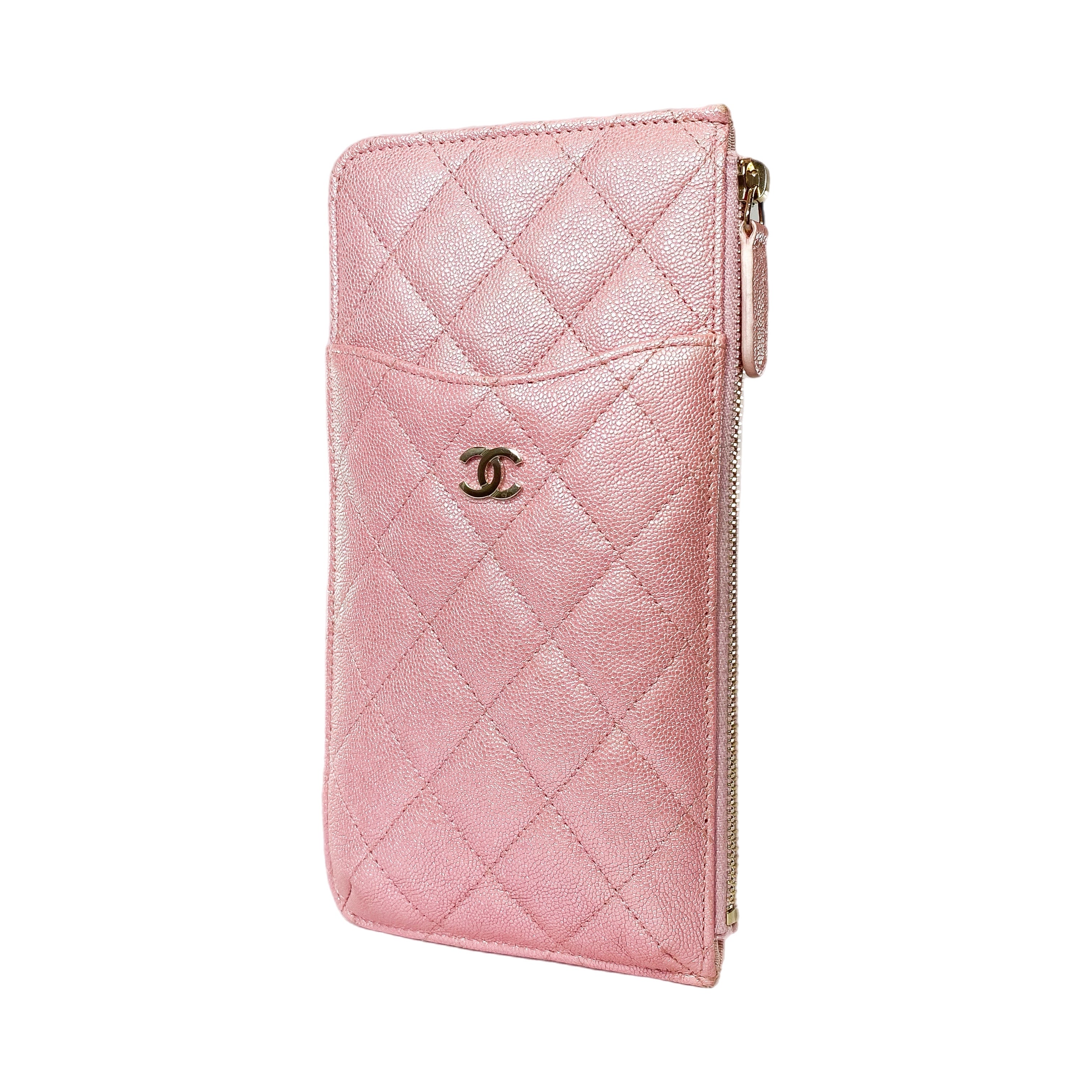 Chanel Iridescent Pink Classic Phone Case Pouch Wallet Consign of the Times