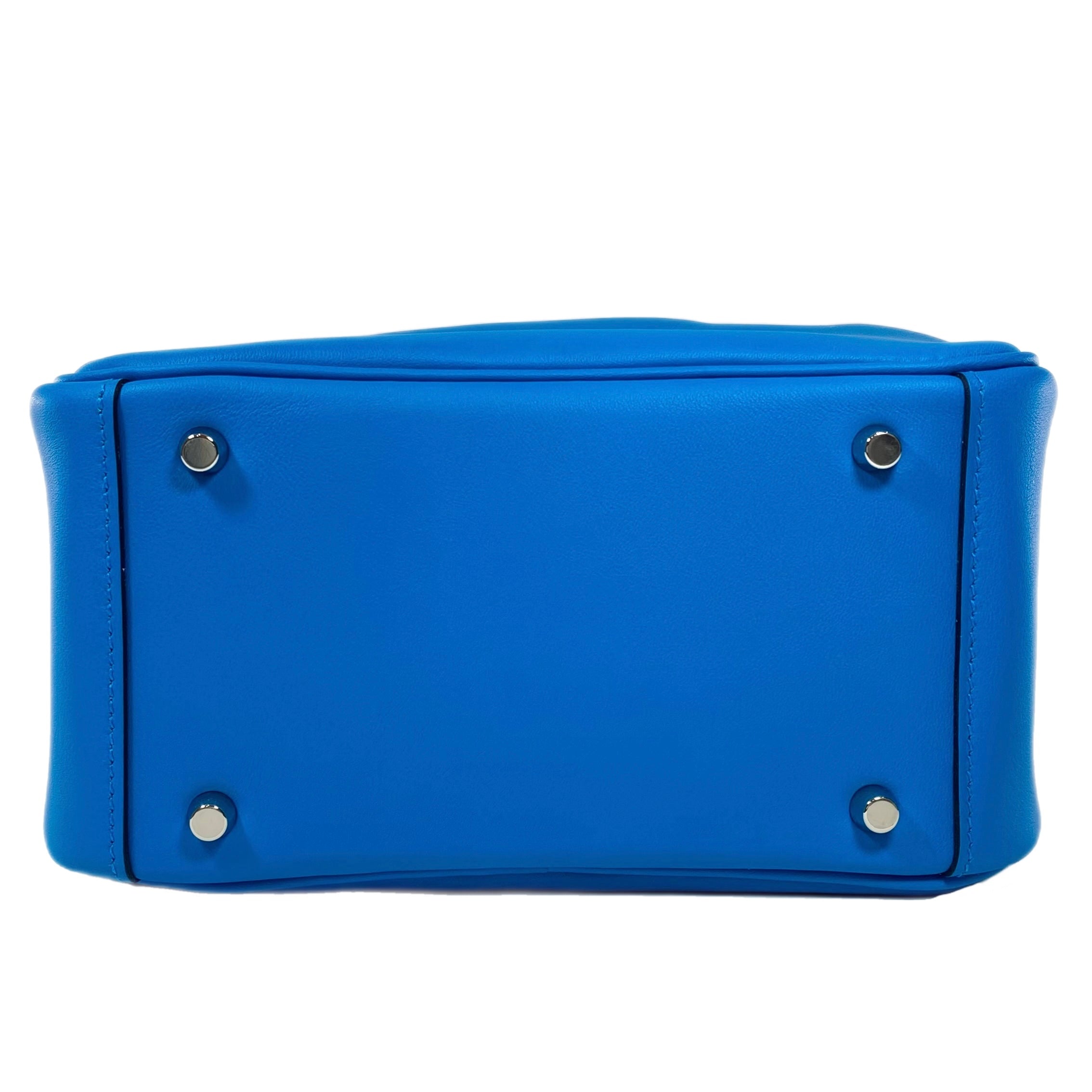 Hermes Mini Lindy 20 Bleu Frida Swift Palladium Hardware