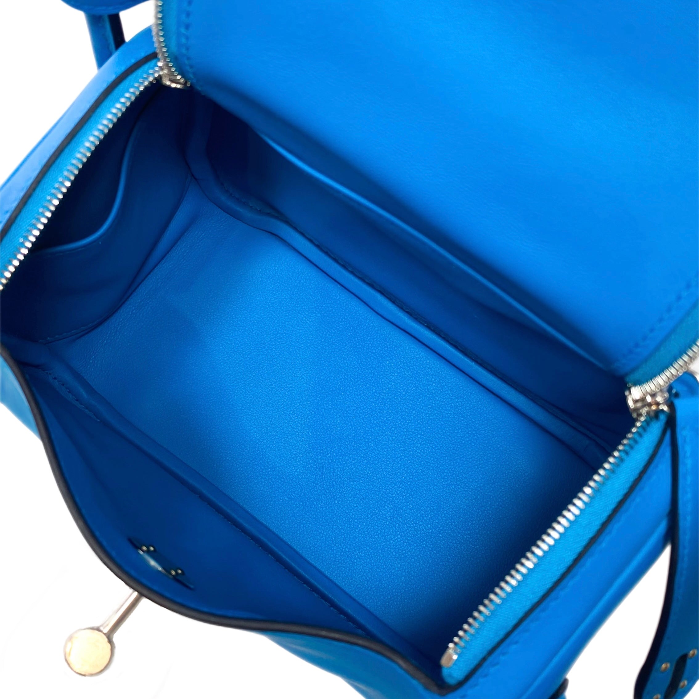 Hermes Mini Lindy 20 Bleu Frida Swift Palladium Hardware