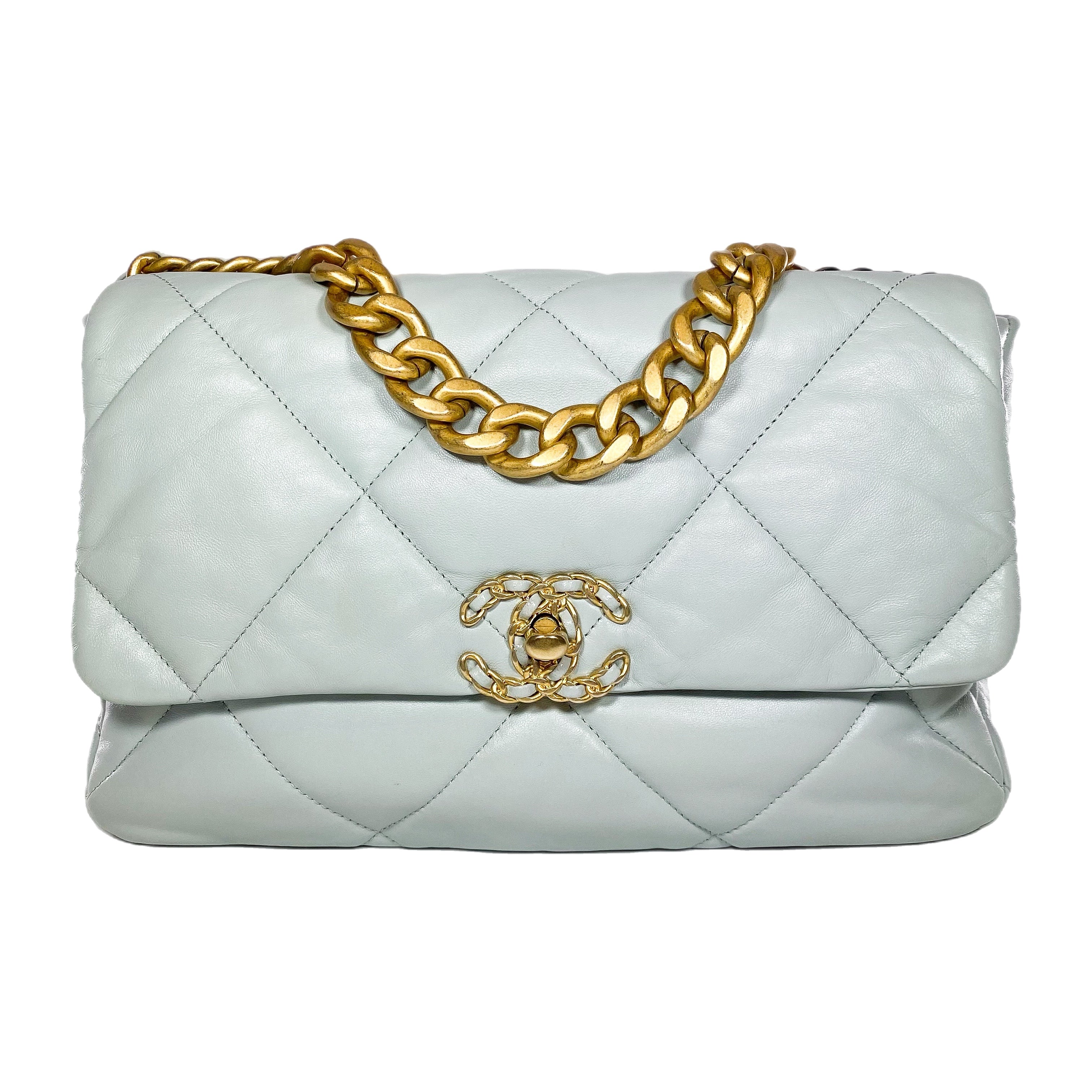 Chanel 19 discount flap bag gray