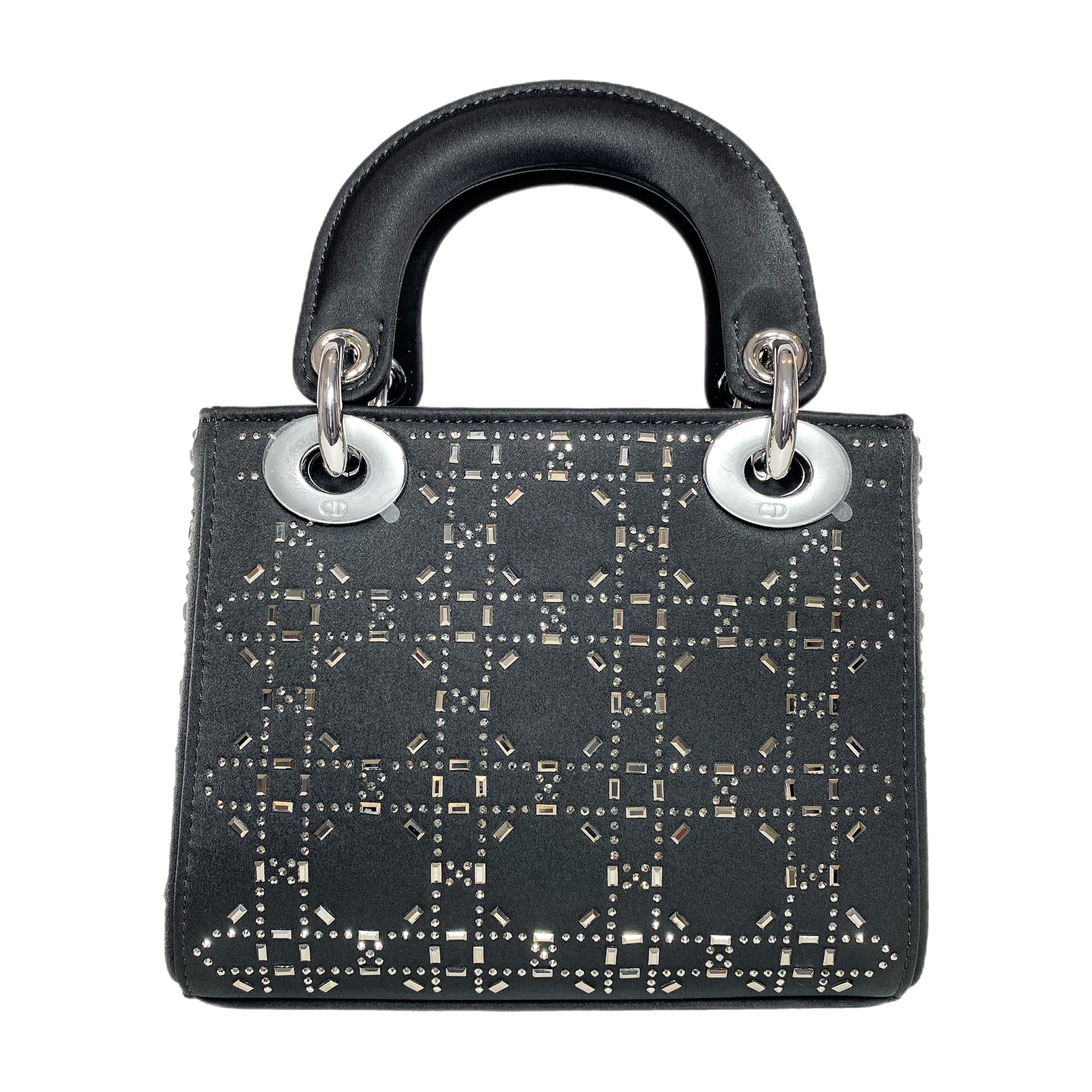 Dior Black Strass Cannage Mini Lady Dior