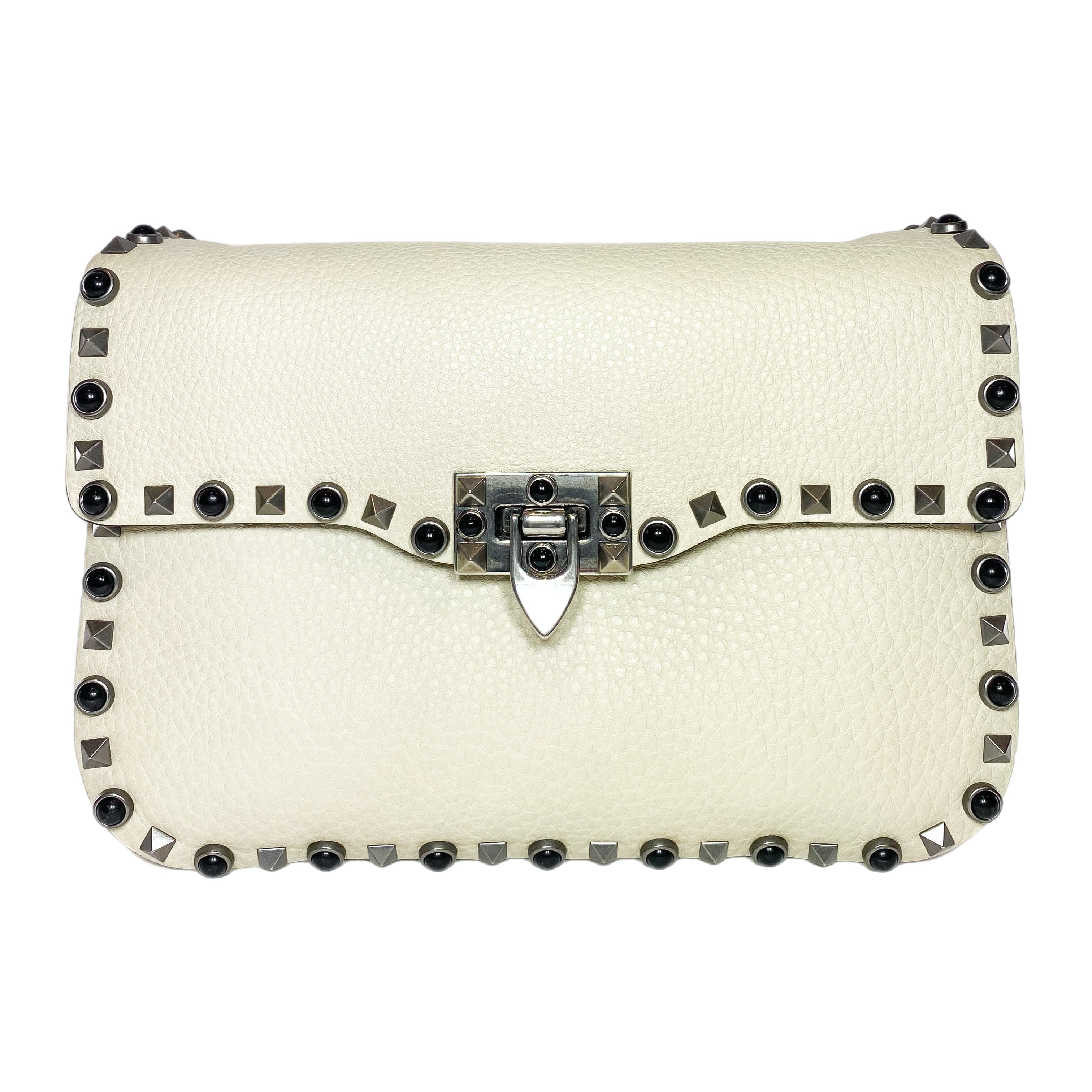 Valentino Ivory Rockstud Flap Bag