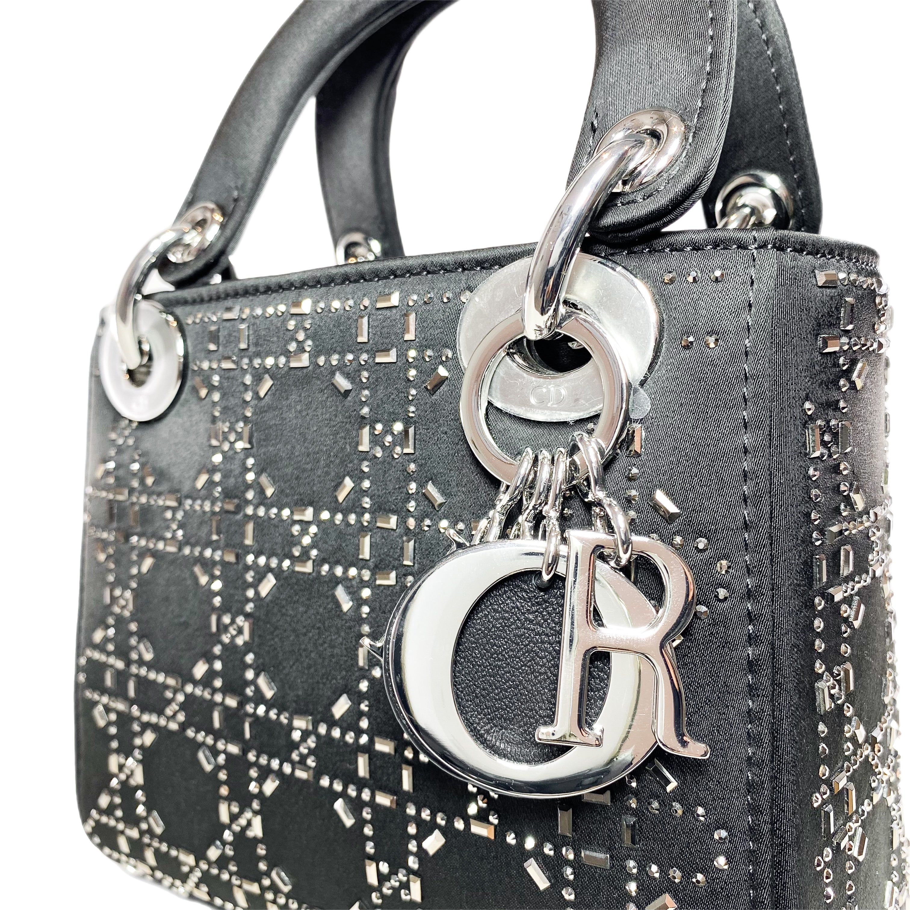 Dior Black Strass Cannage Mini Lady Dior