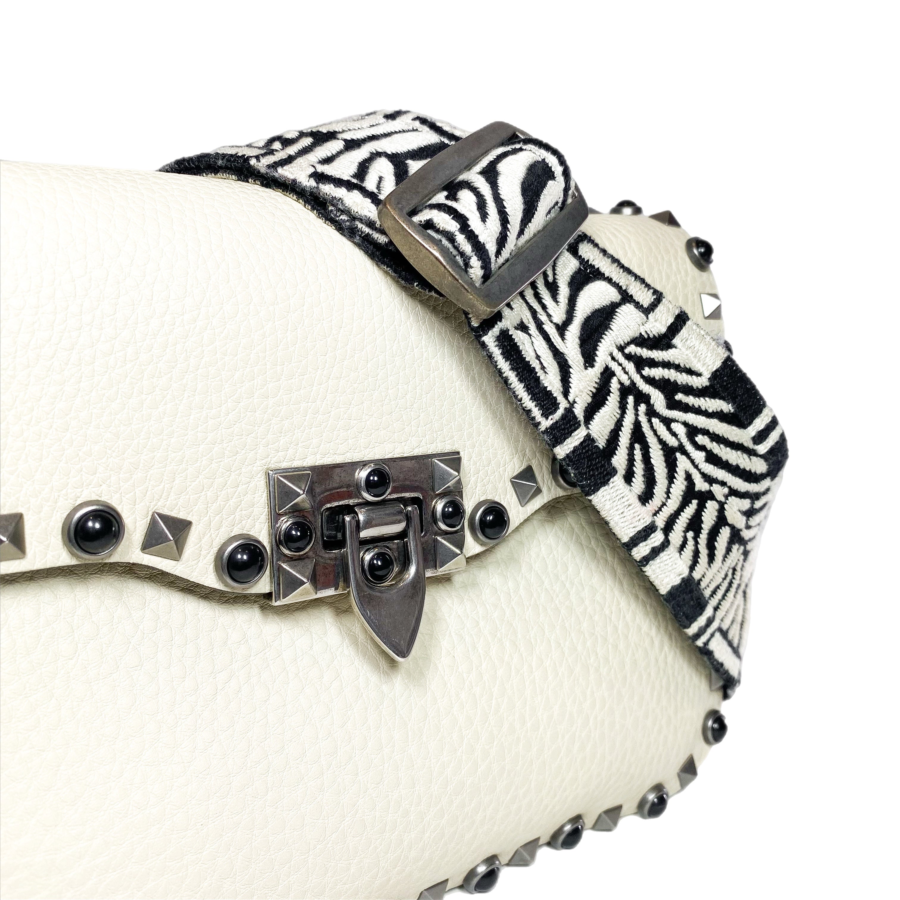 Valentino Ivory Rockstud Flap Bag