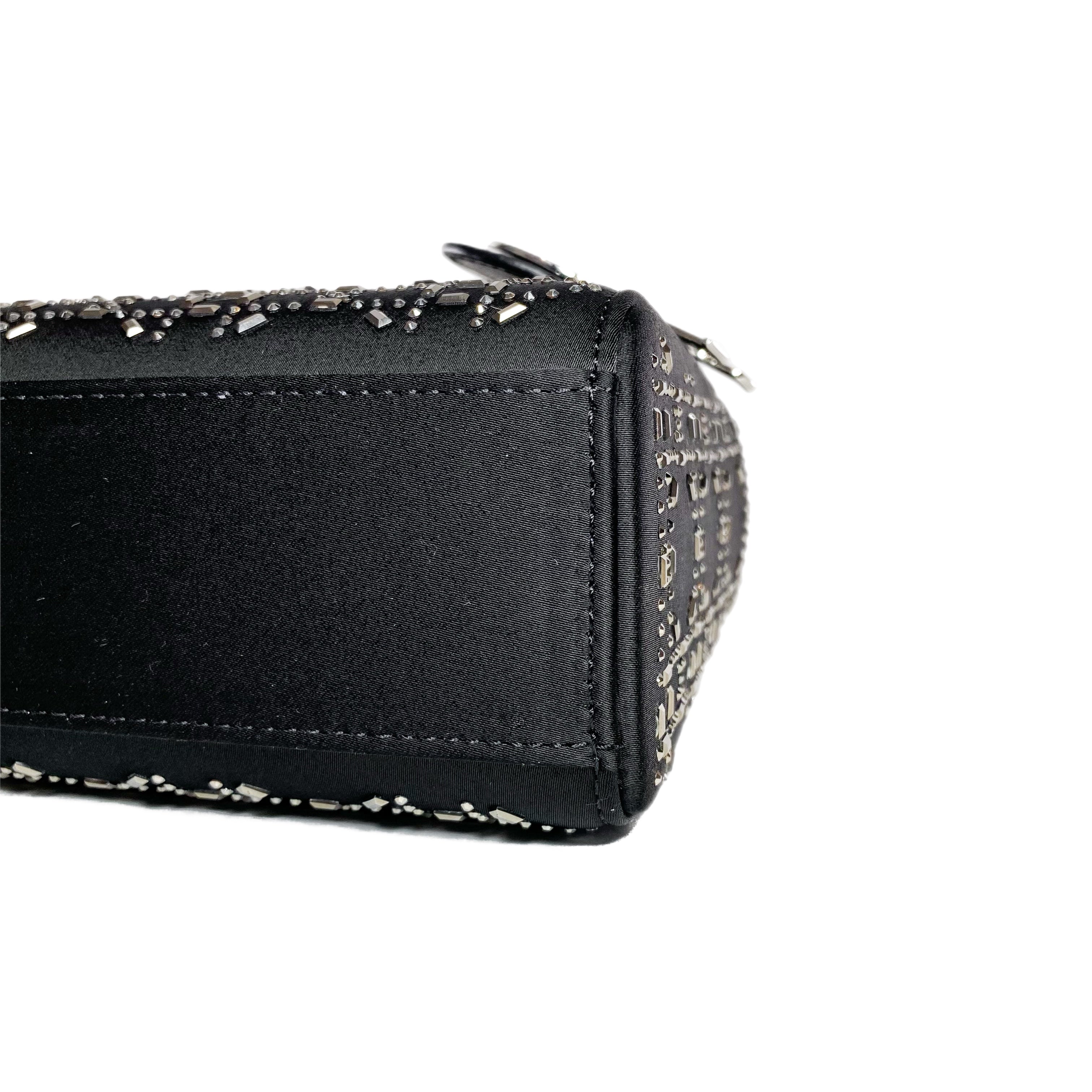 Dior Black Strass Cannage Mini Lady Dior