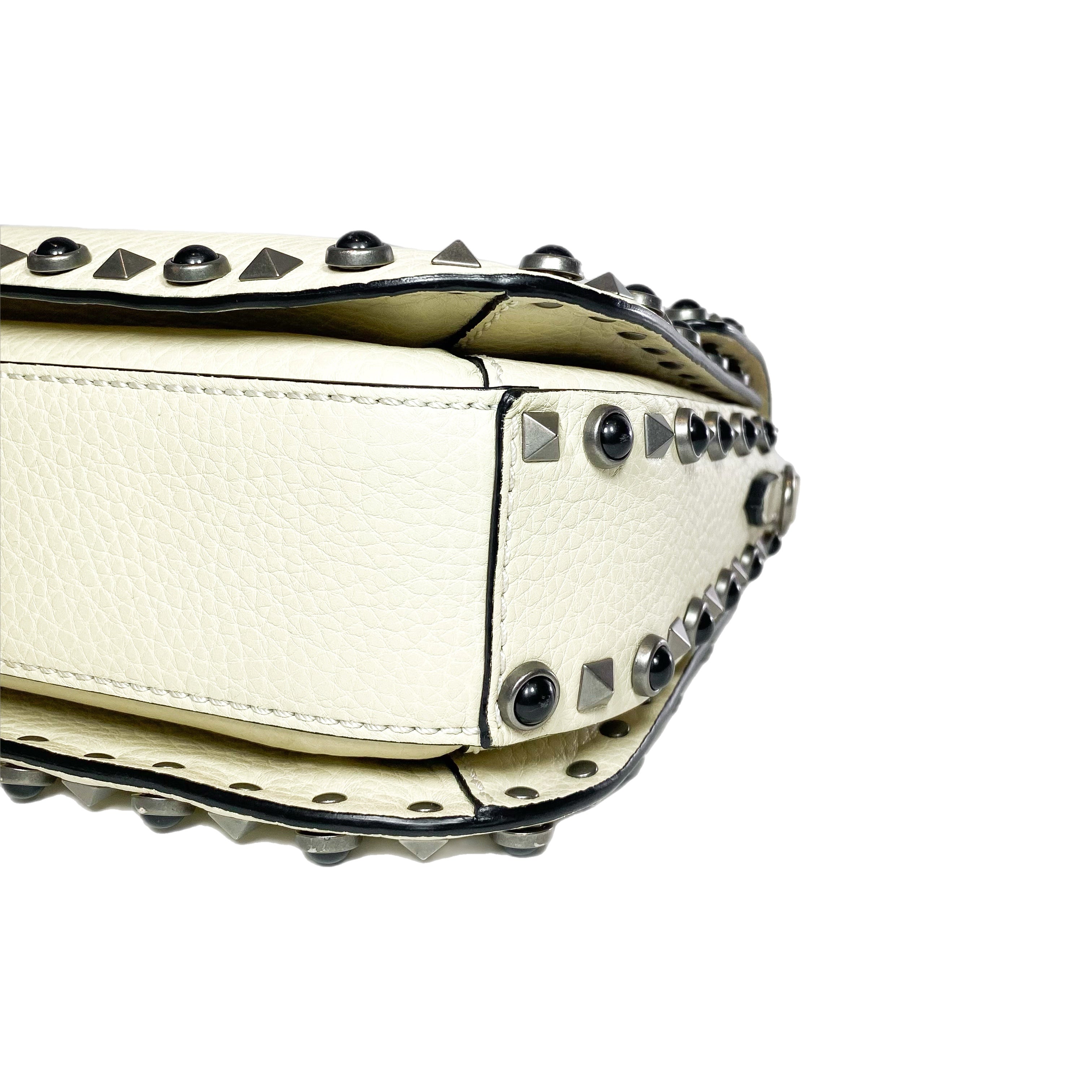 Valentino Ivory Rockstud Flap Bag