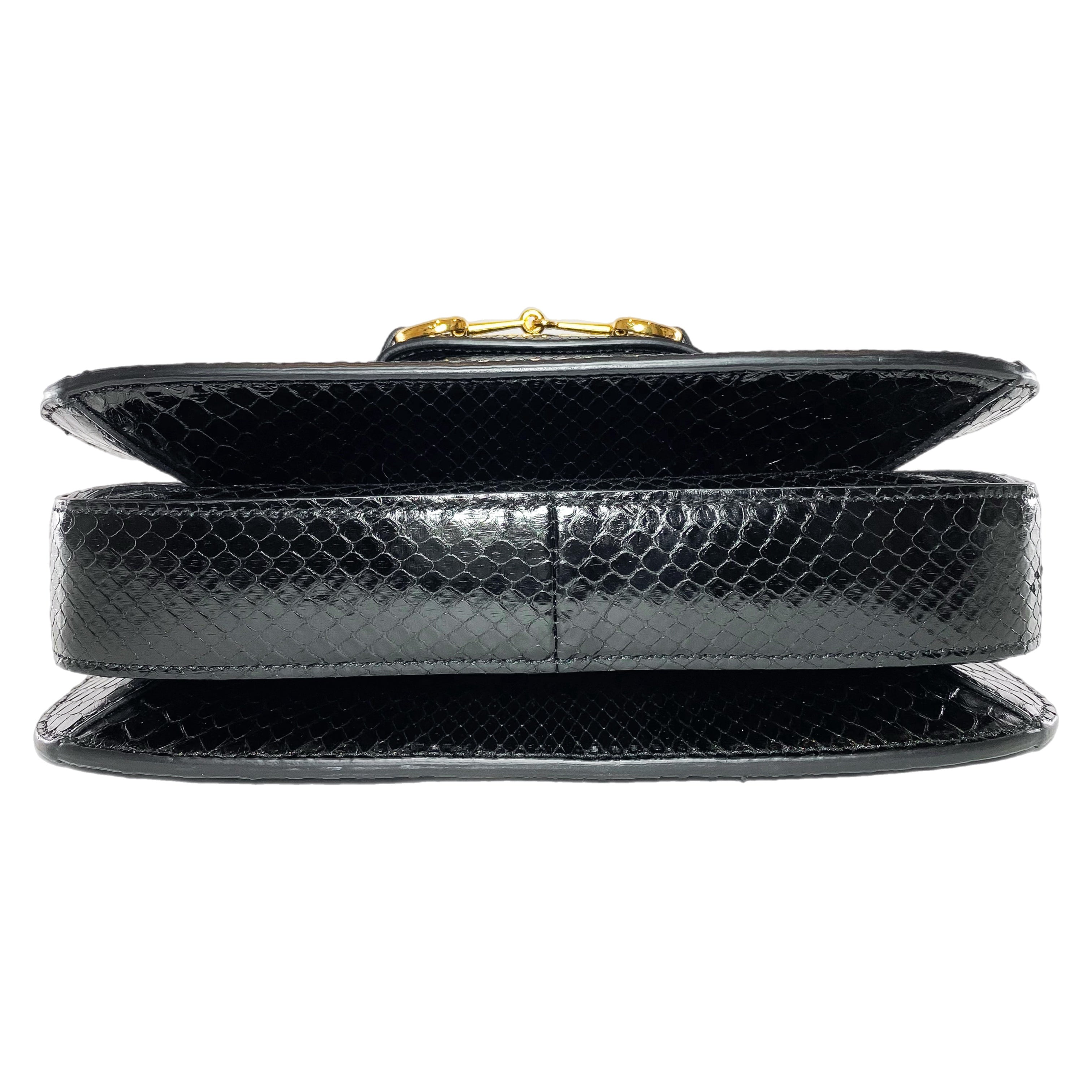 Gucci Black Brown Python Horsebit 1955 Shoulder Bag