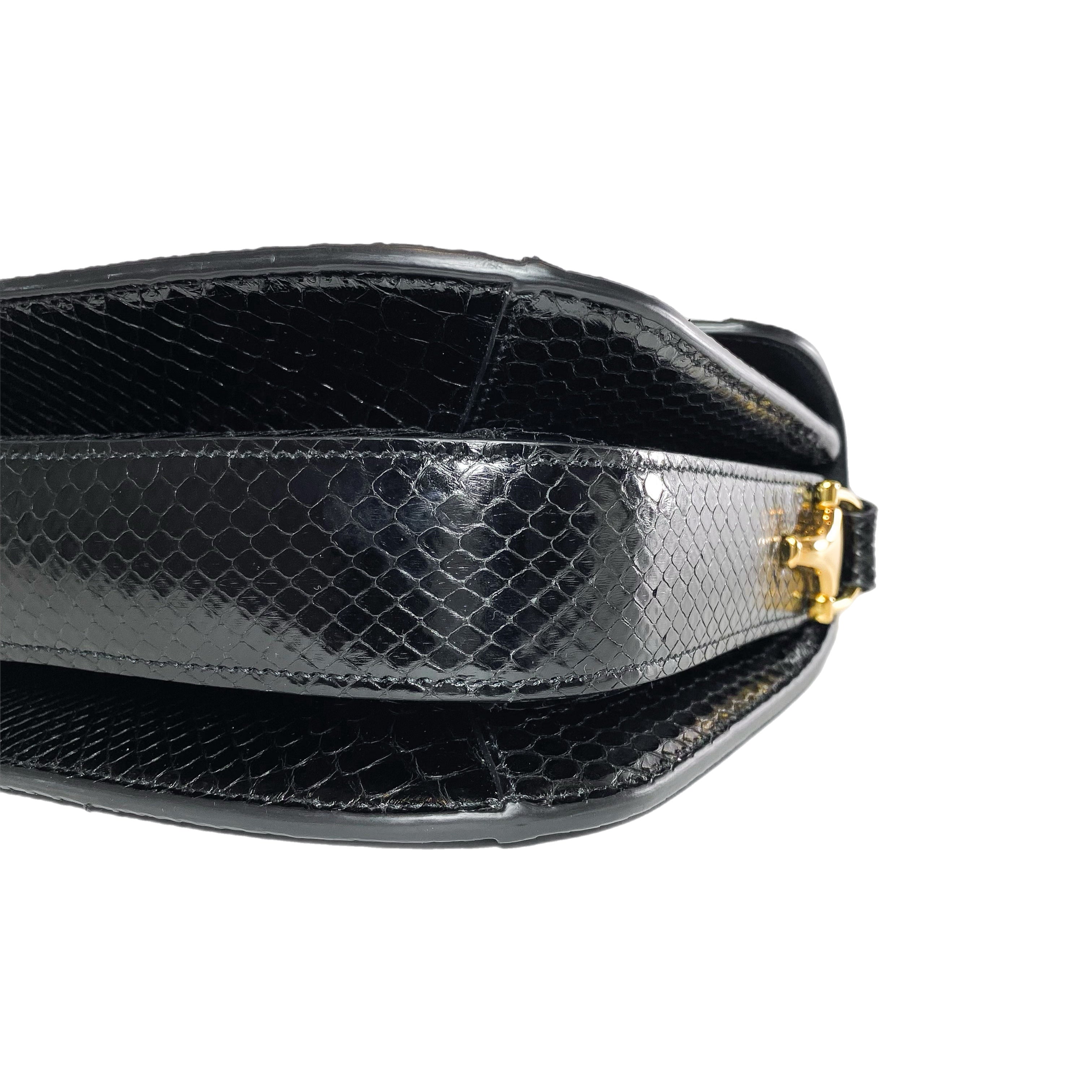 Gucci Black Brown Python Horsebit 1955 Shoulder Bag