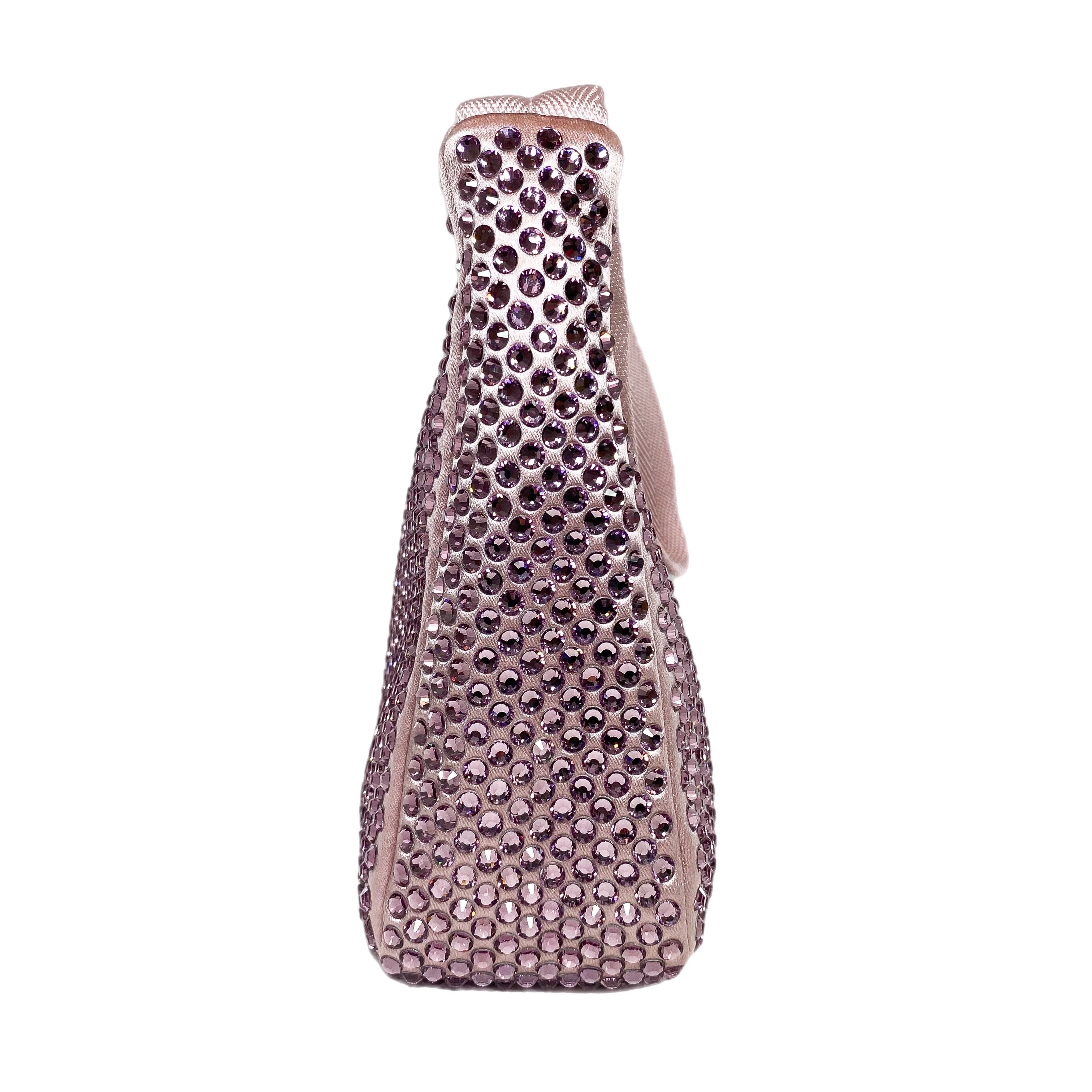 Prada Alabaster Pink Satin Re-Edition Hobo Bag with Crystals