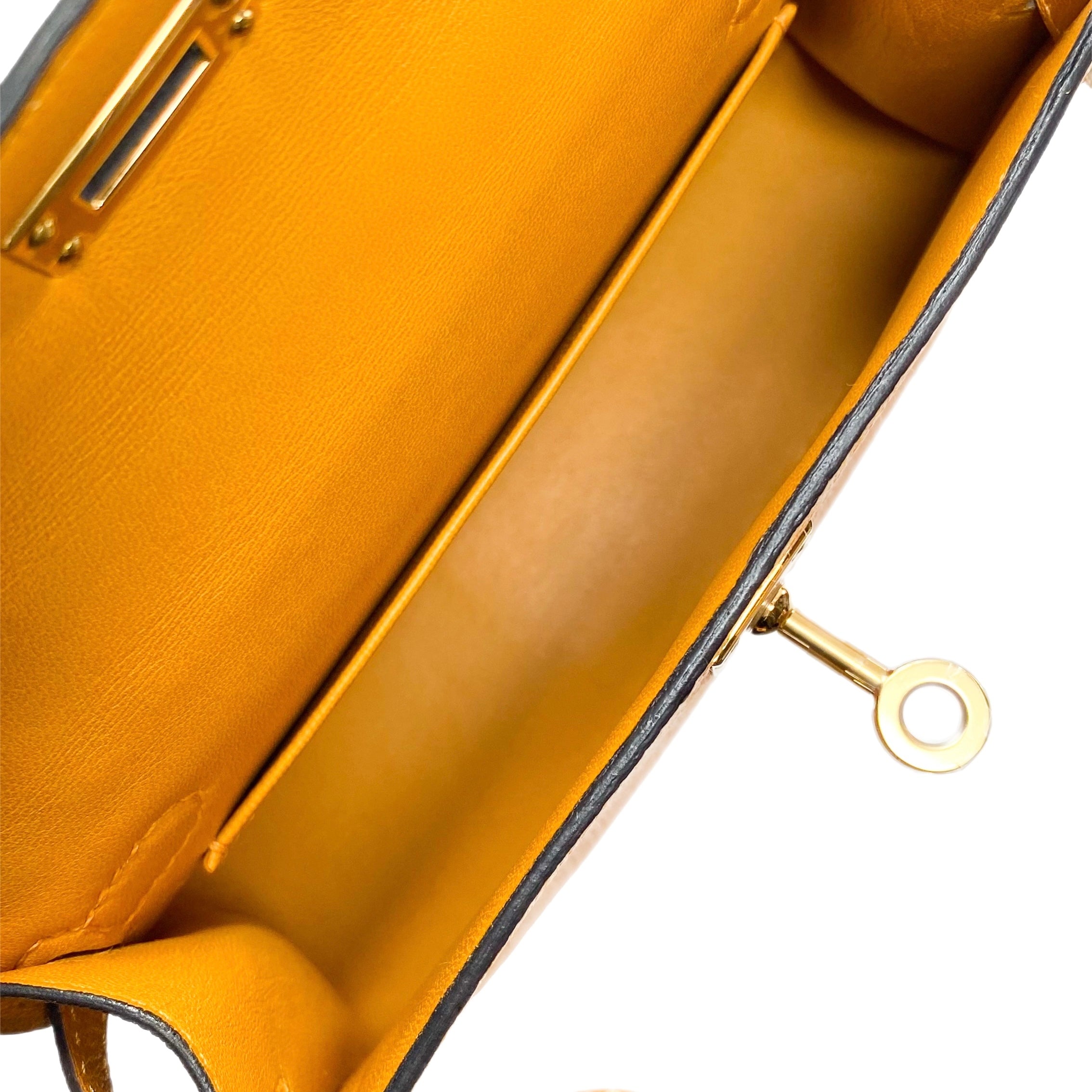 Hermes Kelly 20 Mini Sellier Jaune Ambre Chevre Mysore Gold Hardware #D -  Vendome Monte Carlo