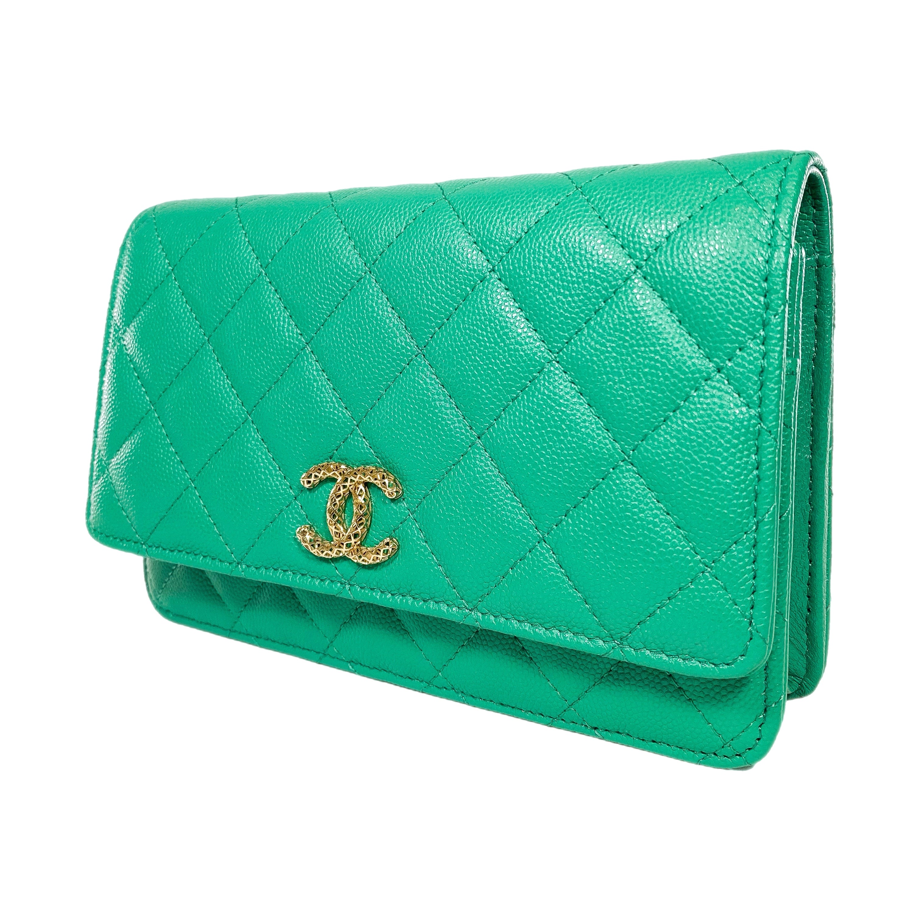 Chanel Green Caviar Wallet on Chain